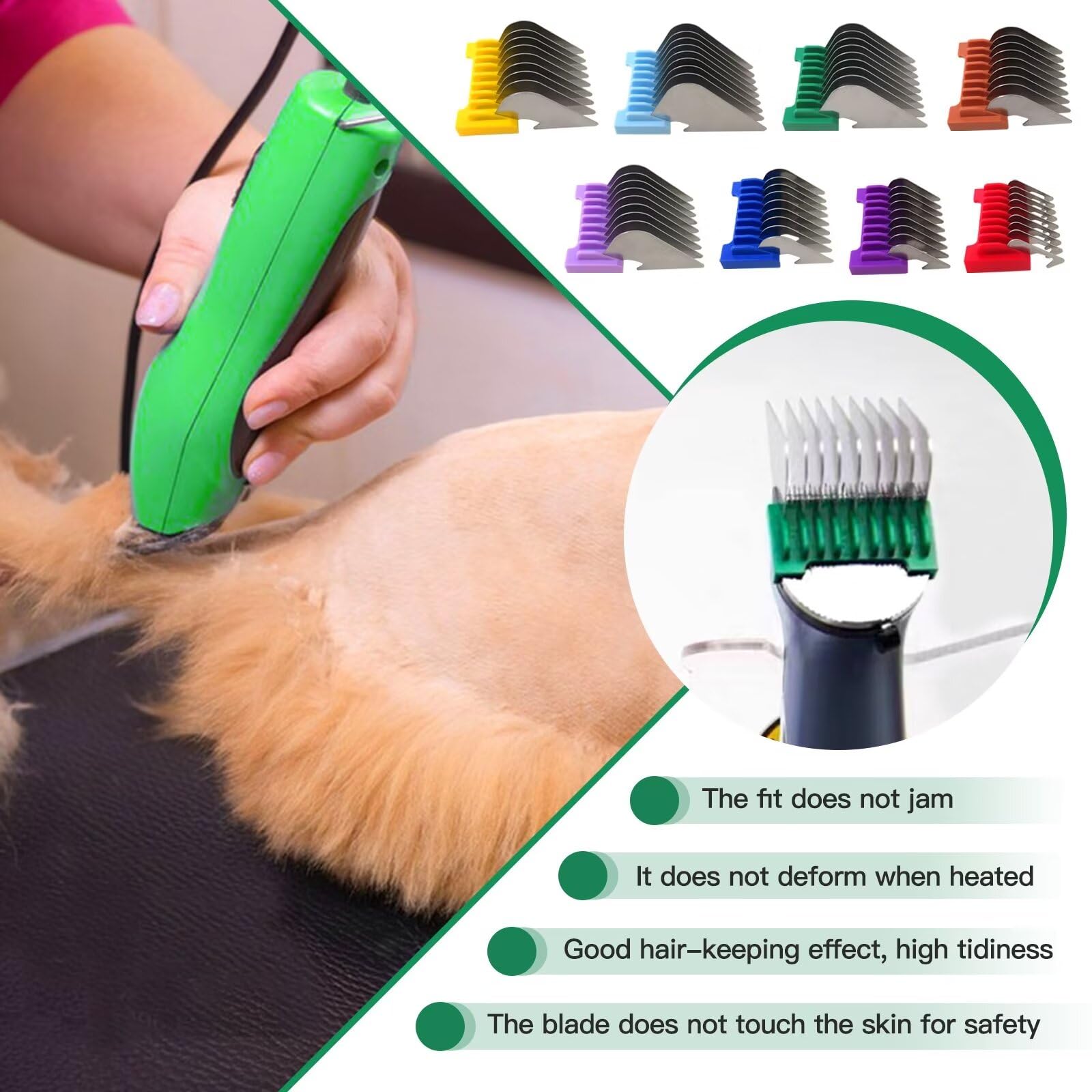 Suifaqi Upgraded Animal Stainless Steel Clip Attachment Guide Comb Set for 5-in-1 Detachable Blade Pet, Dog and Cat Clippers (Not compatible with A5 style Detachable Blade)