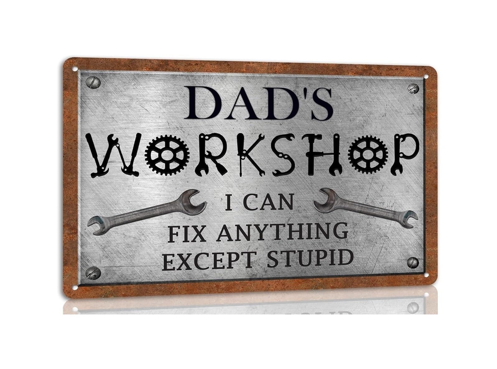 RNUMLIGH Rustic Man Cave Metal Tin Sign Dad's Garage Workshop Theme Vintage Wall Decor for Home 8 X 12 inch​