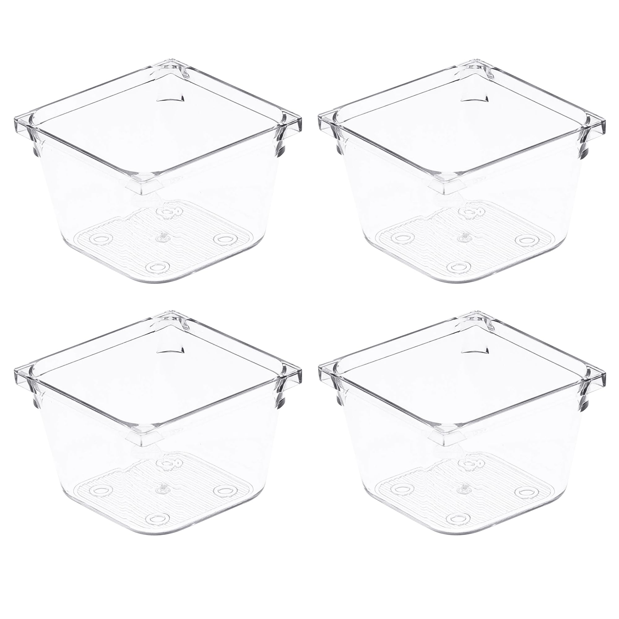 Amtido Clear 4 Pack Drawer Organisers - Sturdy Plastic - Versatile Storage For Kitchen, Bathroom, Utensils, Makeup, Office, And Desk Accessories (7.6Cm X 7.6Cm X 5.1Cm)