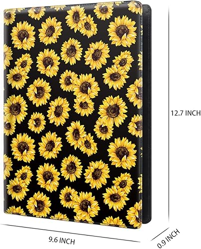 Vista 3 de WAVEYU Funda tipo cartera para mujer, bonita carpeta de cubierta de padfolio, organizador de documentos legales para Girasol