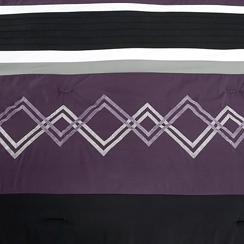 Vista 85 de Chezmoi Collection Arden - Juego de edredón moderno de 7 piezas con diseño de rayas plisadas bordadas en zigzag