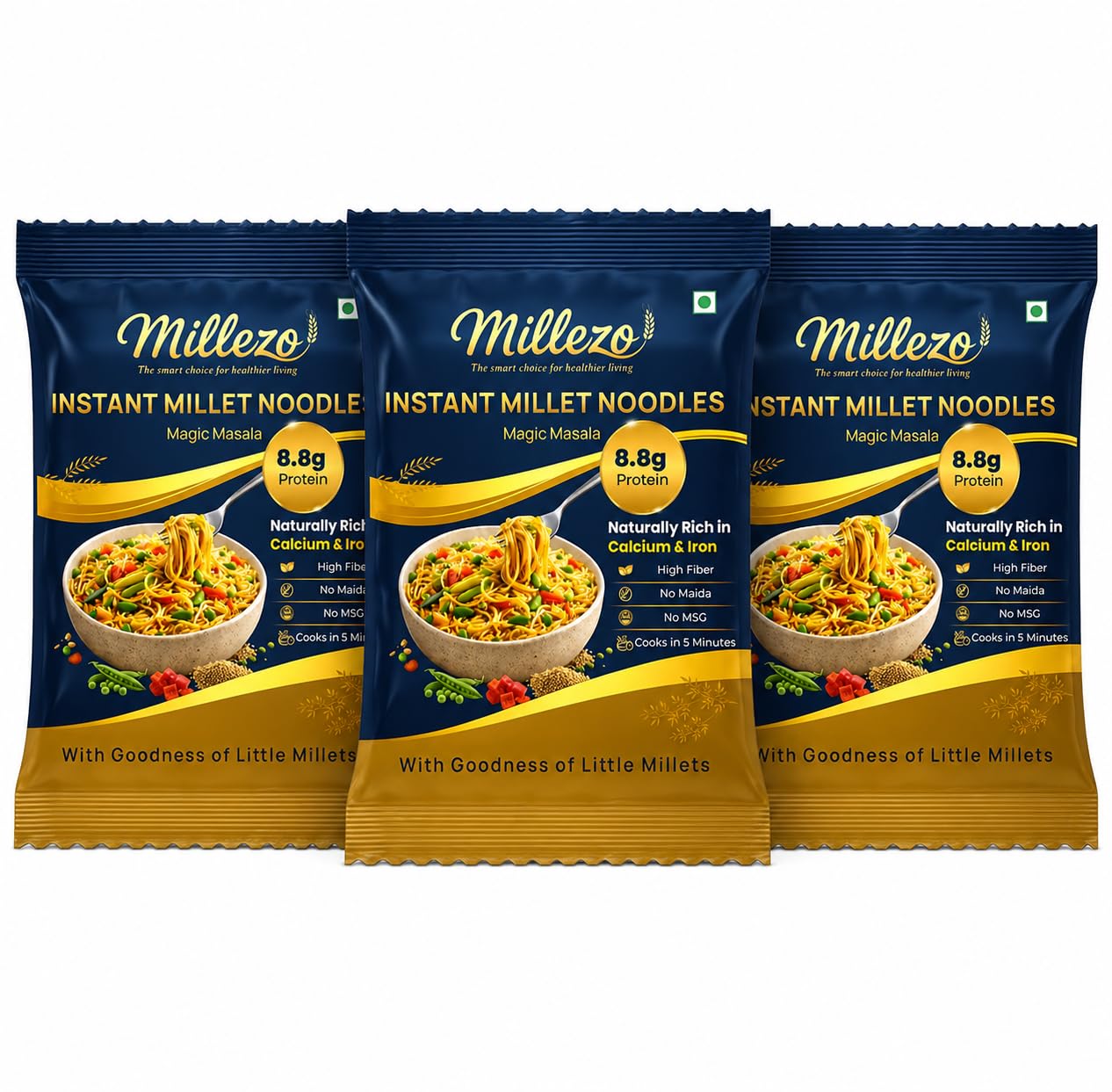 Millezo Instant Millet Noodles Magic Masala | Little Millet (Kutki/Sama) Healthy Noodles | High Fiber, Plant-Based Protein | No Maida, No MSG | Rich in Calcium & Iron | Ready in 5 Minutes | 60g Pack (Pack of 3)-image-8