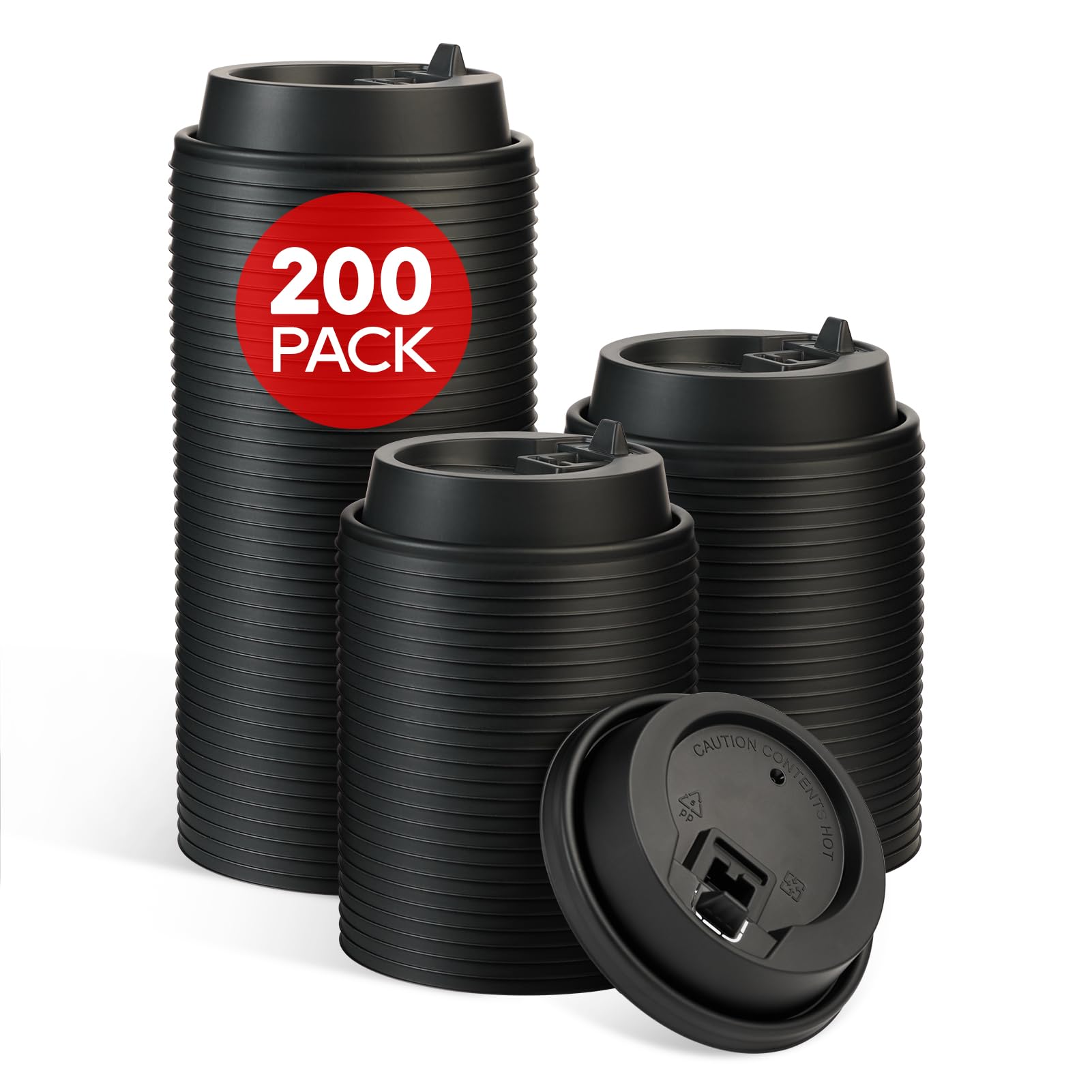 Couvercle jetable plastique noir pour tasse café 295 à 591 ml