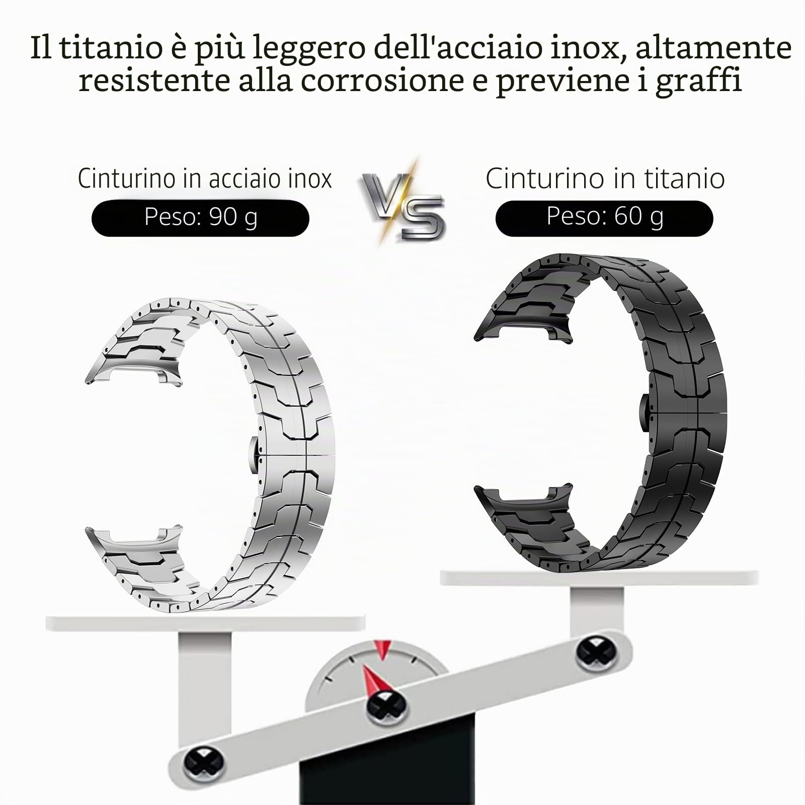 NewWays Cinturino in titanio a 2 gradi compatibile con Samsung Galaxy Watch 8 Classic 46 mm/Watch 8 44 mm 40 mm