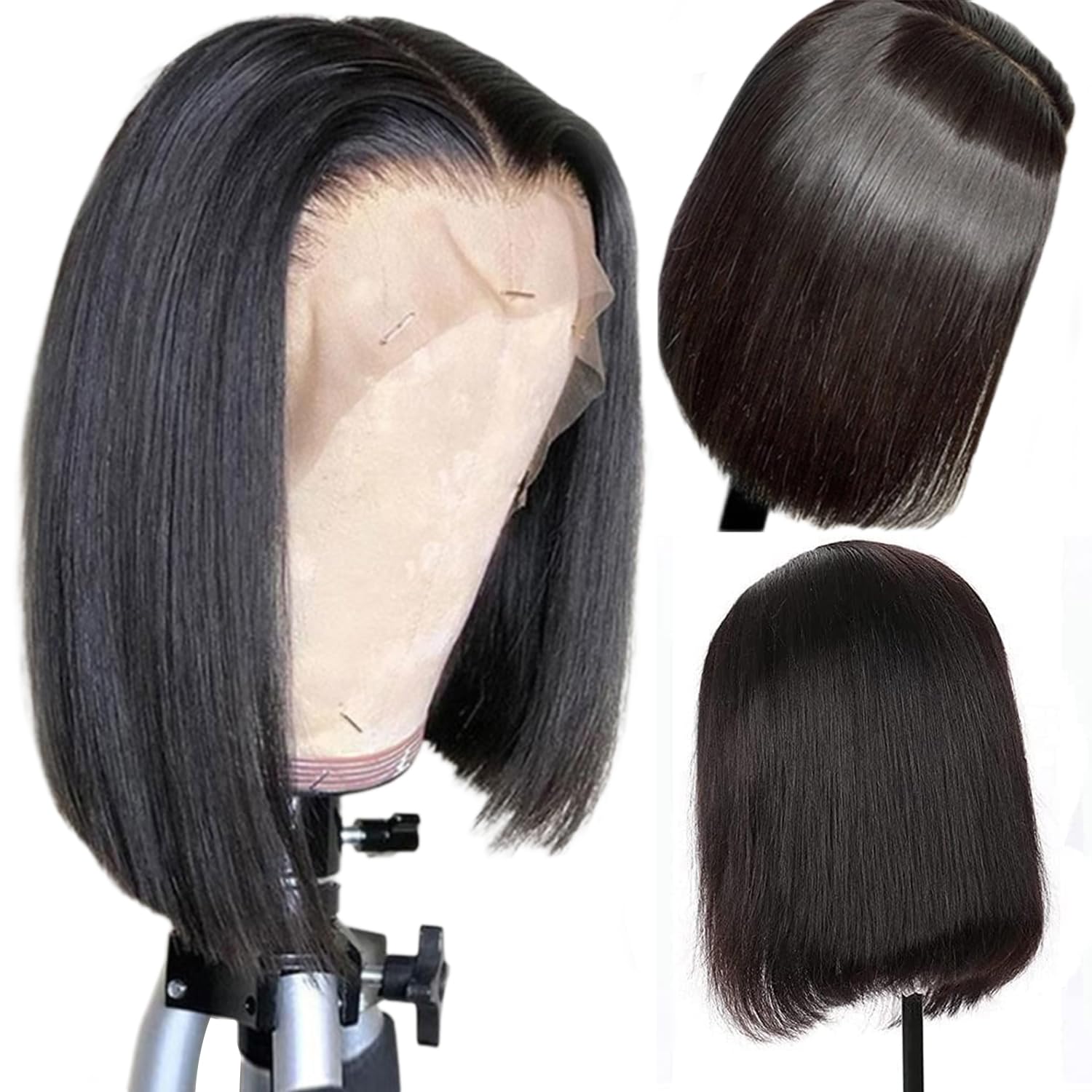 Perruque Bresilienne 13x4 Lace Frontal Wig Bob Courte Cheveux Humain Femme Naturelle for Black Women Couleur Straight Bob Lace Wigs 8 Pouces