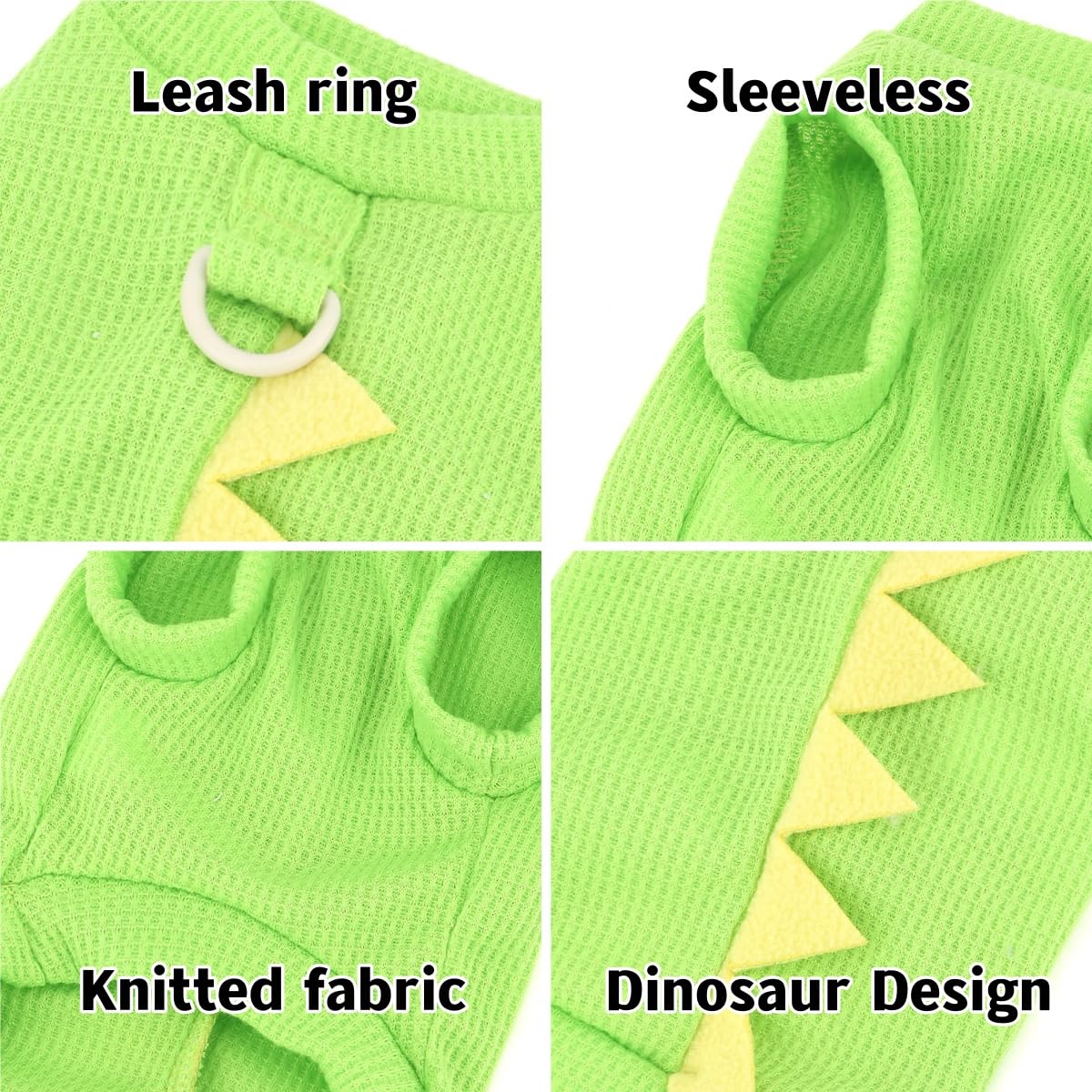 XHYRHTS T-Shirt Dinosaure en Tricot gaufré pour Animal Domestique, pour Petit Chien, Chiot Mignon, Pull, débardeur Respirant, Yorkie, Chihuahua, vêtements de Printemps et d'été, vêtements pour