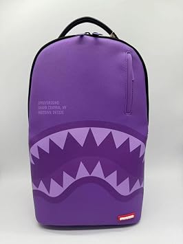 Sprayground Shark Central Backpack, 18x6x11.5, Purple, Unisex, Faux Leather, Multi-Compartment, Limited Edition, Water-Resistant