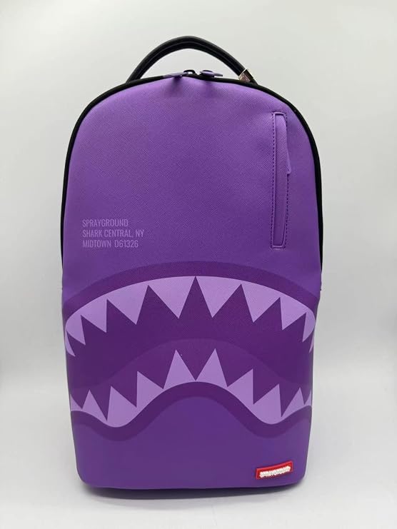 Sprayground Shark Central Backpack, 18x6x11.5, Purple, Unisex, Faux Leather, Multi-Compartment, Limited Edition, Water-Resistant