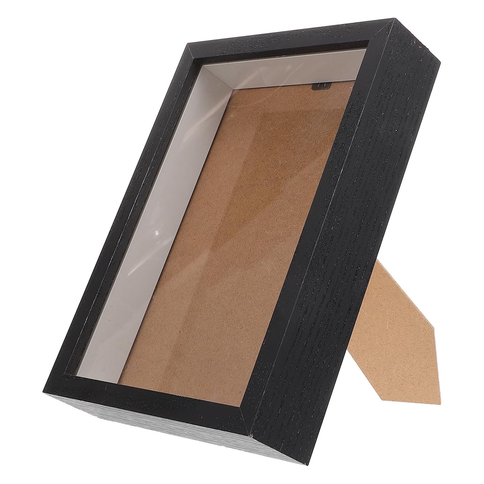 Rangement sécurisé compartiment secret avec cadre photo bois foncé et boîte bijoux