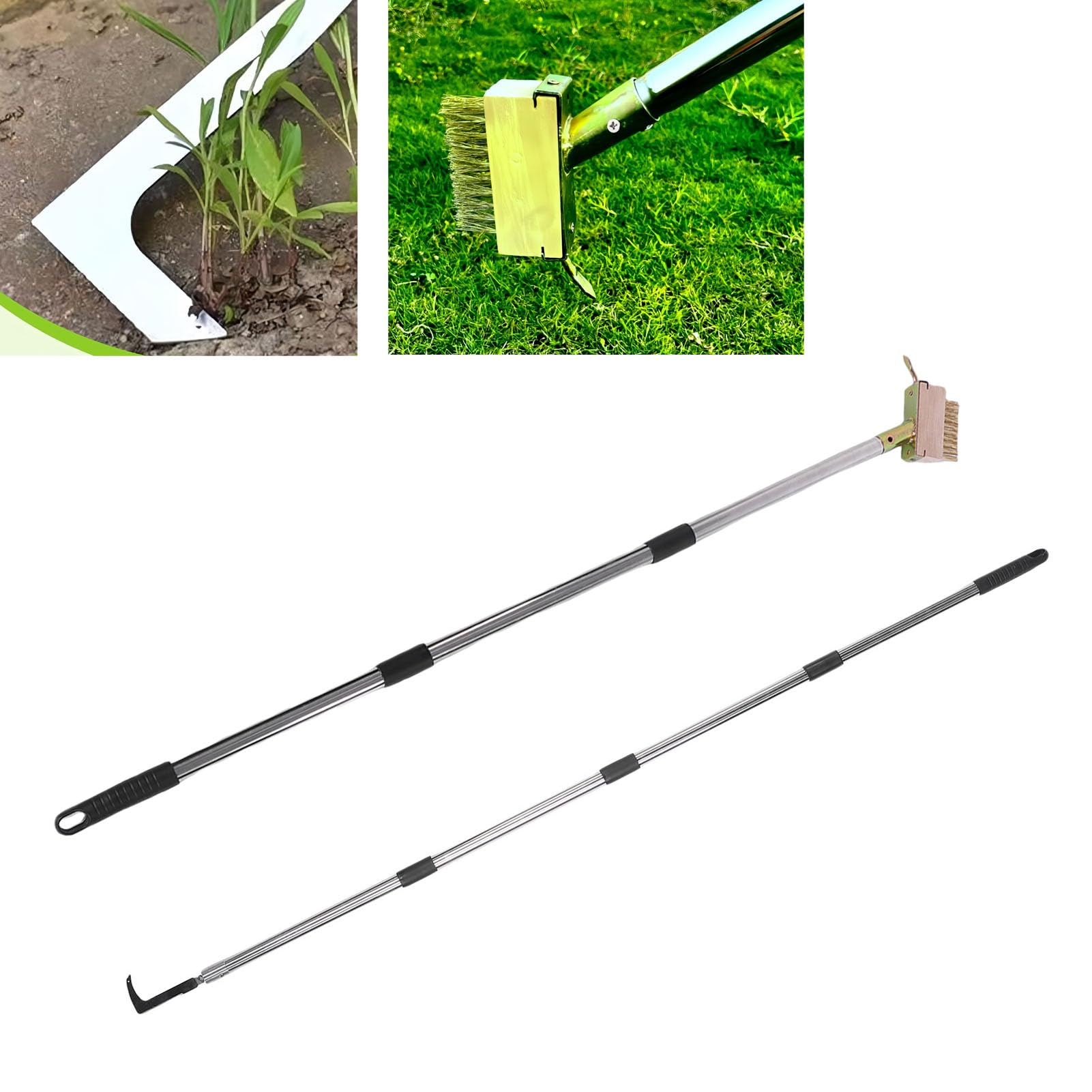Crack Weeder Tool Set, Manuelles Spaltenkreuzer Werkzeug Moosbürste mit Langem Griff, Entfernung von Edelstahl Unkrautentfernerentfernung Vom Patio Auffahrt Sidewalk Paver