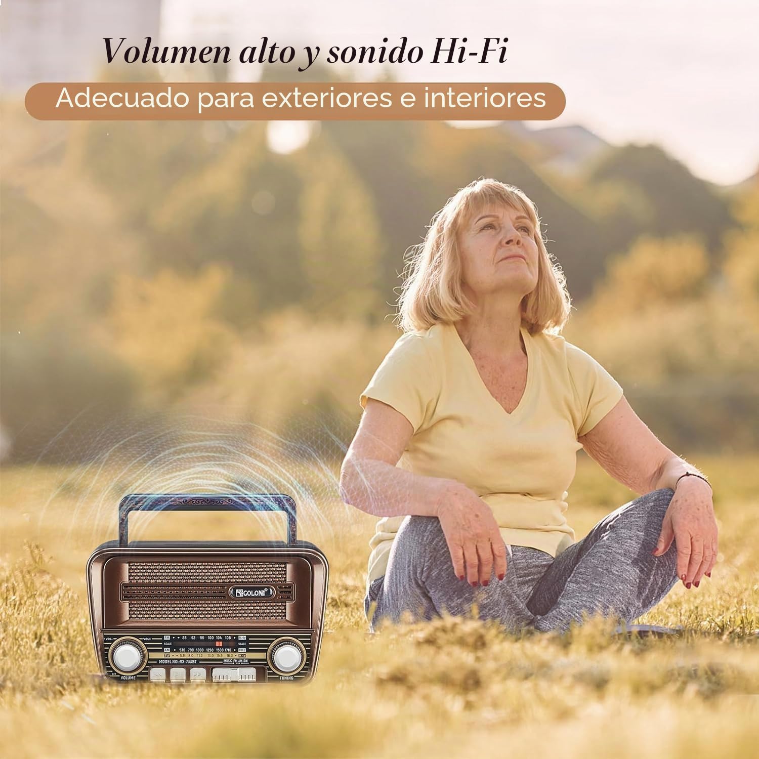 Gelielim Radio retro AM FM, radios portátiles de onda corta con la mejor recepción, altavoz Bluetooth 5.3, radios alimentadas por pilas, compatible con tarjeta TF/USB, idea de regalo para mayores