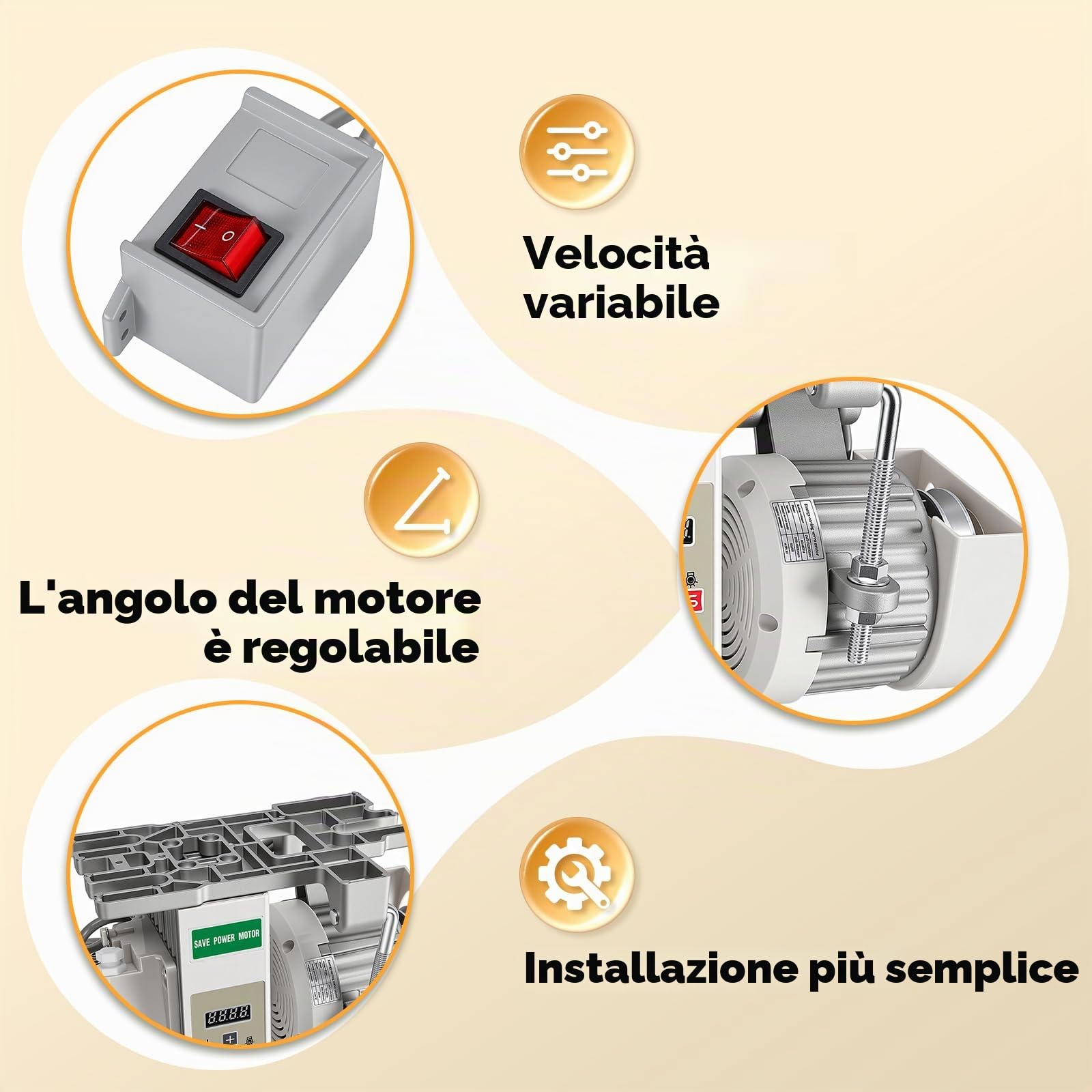 Motore Per Macchina Cucire Elettrico, 220V 750W Motore Per Macchina Cucire 200-6500 Giri/Min Industriale Servomotore A Risparmio Energetico Per Macchine Cucire Industriali Domestiche
