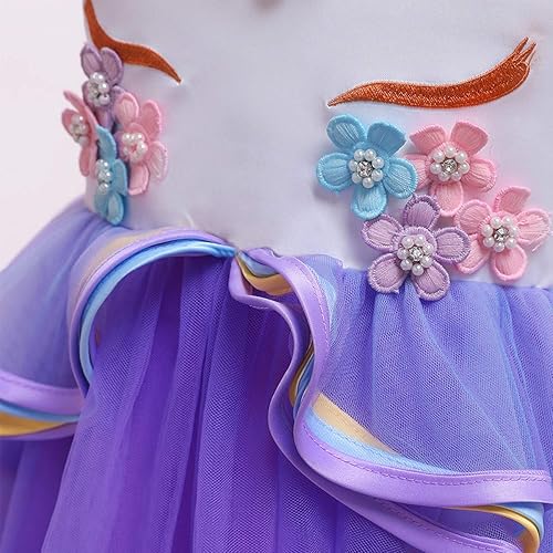 Miniatura 9 de WOCINL Vestido de princesa para niñas, disfraz de unicornio sin mangas, fiesta de cumpleaños, boda, Navidad, Halloween, carnaval con diadema