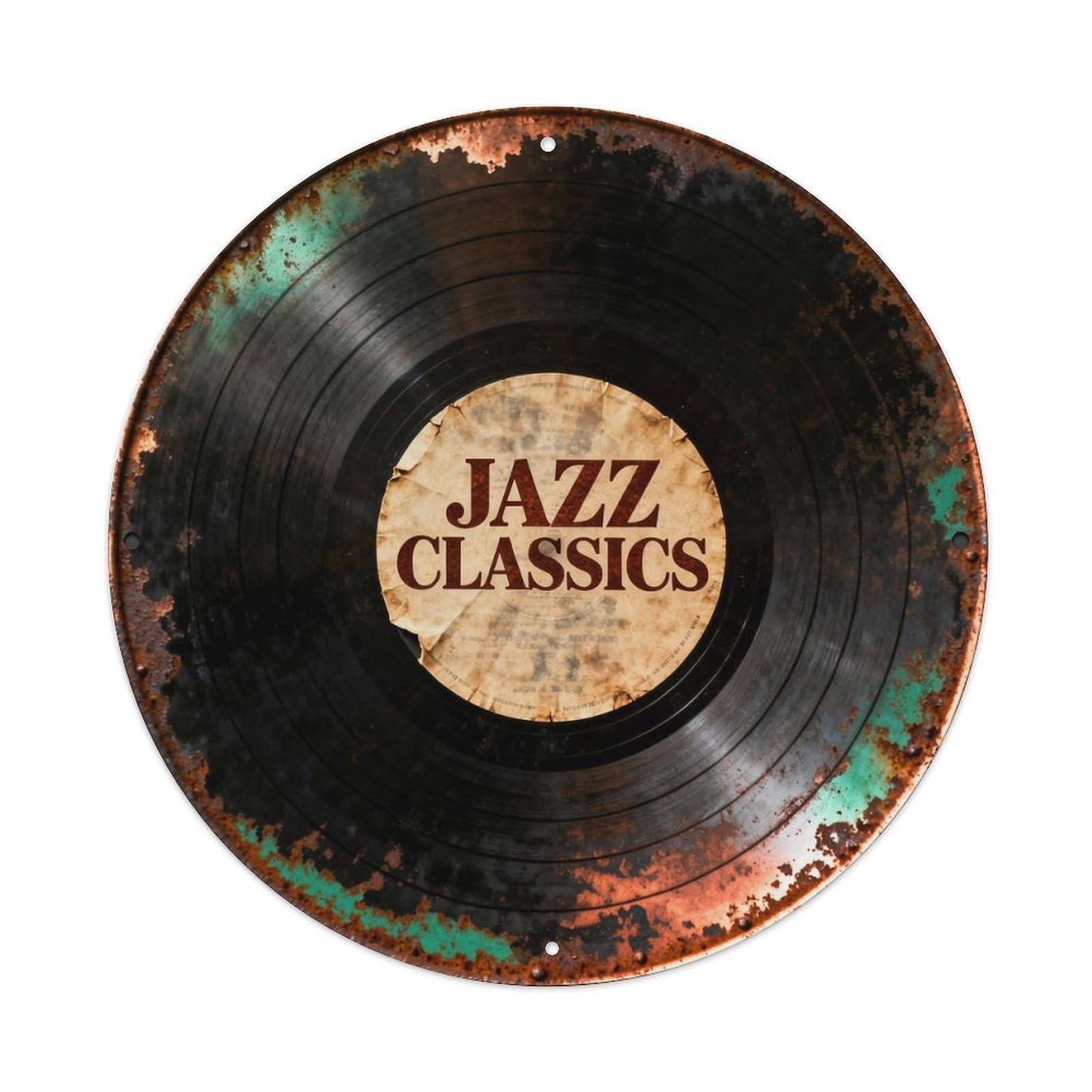 Jdyaojiesheng Vintage Jazz Classics Vinyl Record Art Round Tin Sign Retro Metal Wall Decor Metal Poster, Home Bar Garage Farmhouse Cafe Wall Art Decoration 8X8inch