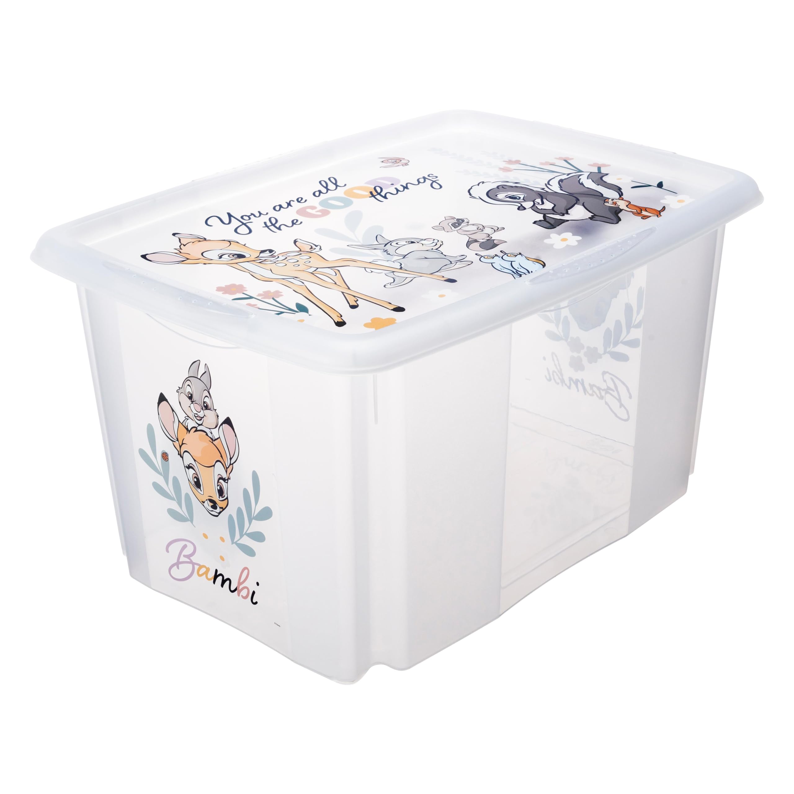 keeeper Bambi storage box with lid, Rotatable and stackable, For children, 45 L, Karolina, Transparent