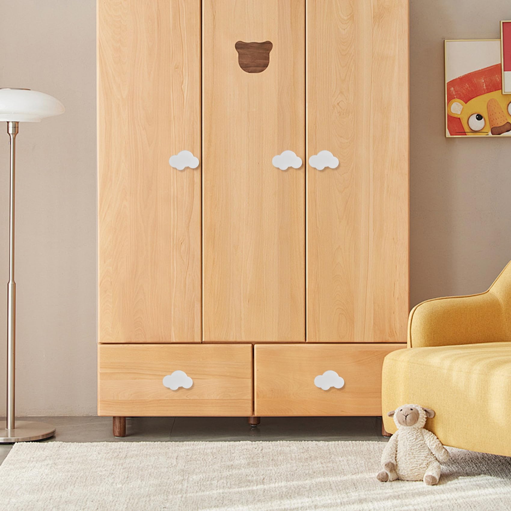 Bottoni decorativi per cameretta dei bambini, confezione da 14 bottoni per mobili, maniglie per cassetti, a forma di nuvola