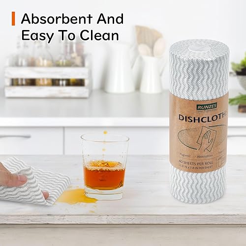 Miniatura 2 de Paños desechables para limpieza, paños de limpieza reutilizables, trapos de cocina para lavar platos, 40 hojas por rollo, 6 rollos por caja, patrón