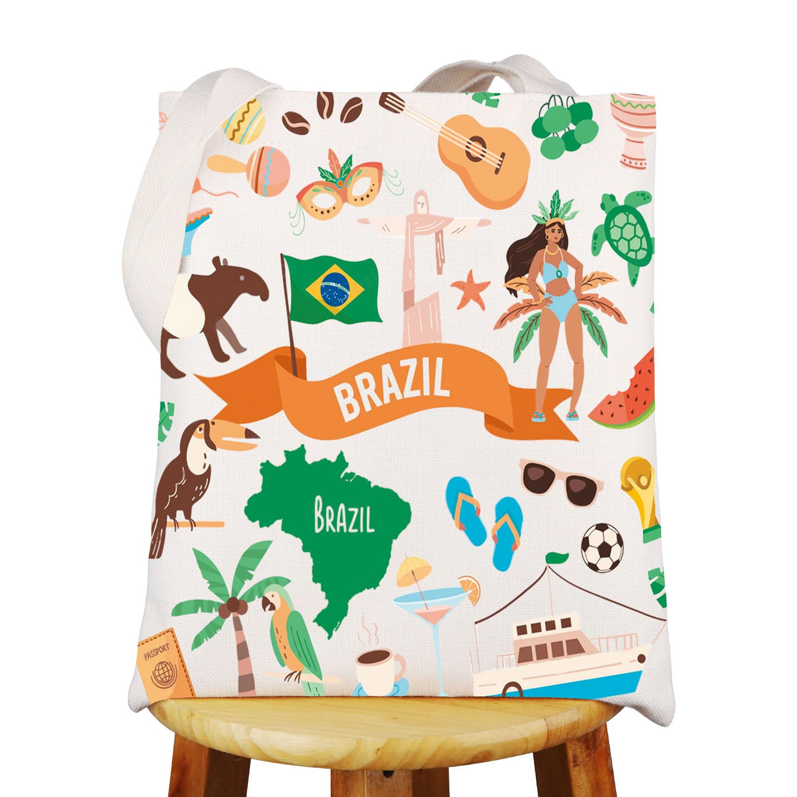 WZMPA Brazil Travel Tote Bag - Brazilian Style Tourist Gift Shoulder Bag