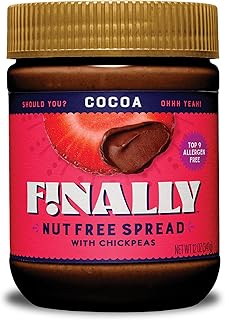 Finally Nut Free Cocoa Spread - Less Sugar Than Leading Brands - Made with USA-Grown Chickpeas, Plant-Based, Vegan, Top-9 Allergen-Free, Gluten-free, Dairy-Free, Soy-Free, Hazelnut-Free - 3g of Protein - Nut-Free Snack for Kids, Family & Safe for Schools