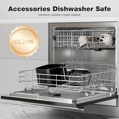 Miniatura 5 de OLIXIS Freidora de aire de 6 cuartos de galón con freidora de aire cuadrada 12 en 1 para freír al aire, asar, recalentar, deshidratar, hornear,