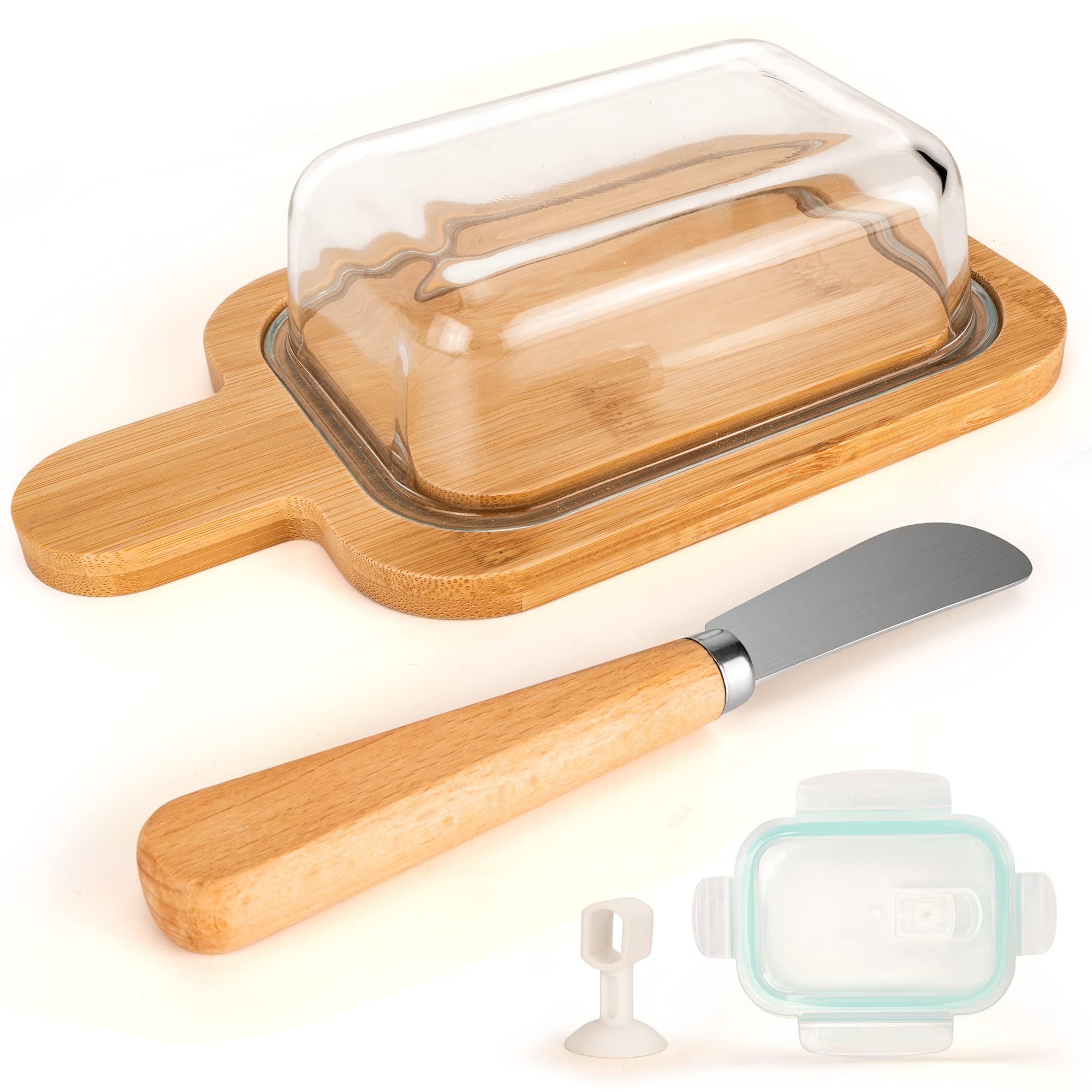 Burriera In Melamina Con Coperchio In Bamb&ugrave; - Grigio, Antislip E Infrangibile