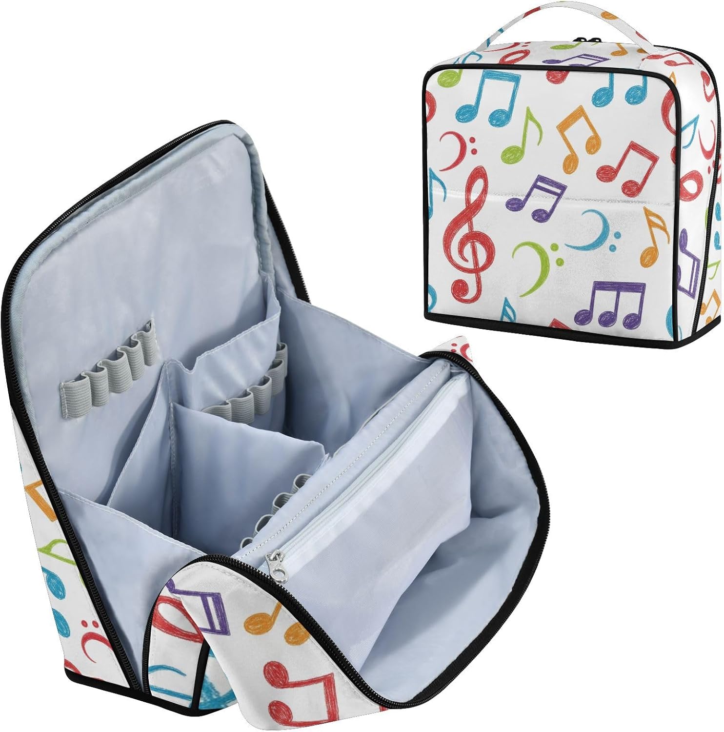 Colorful Music Makeup Bag Standing Cosmetic Organizer with Dividers