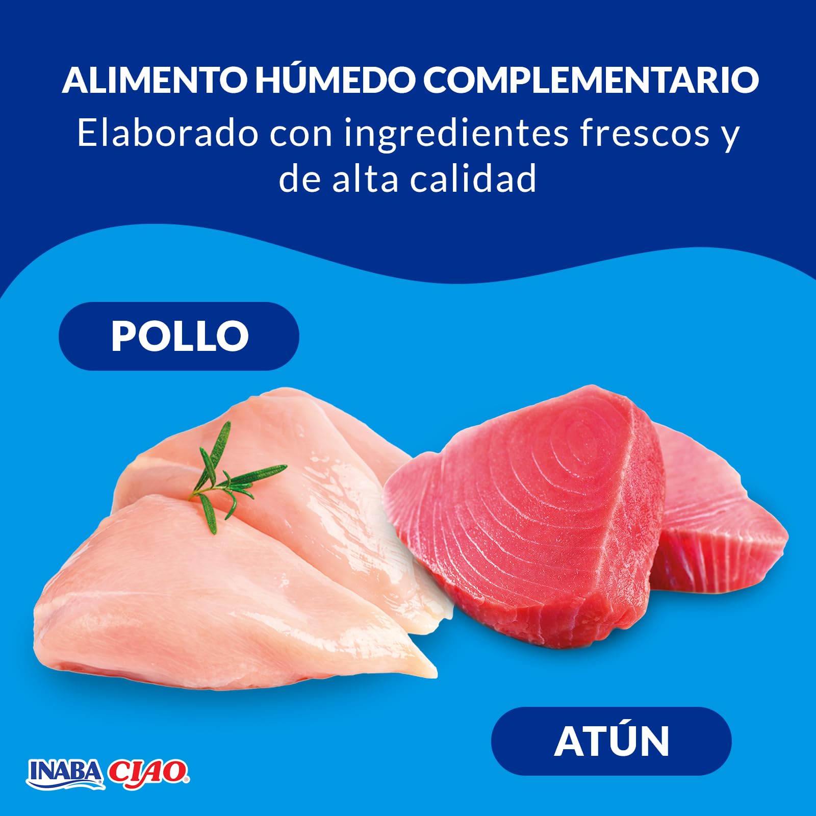 INABA Ciao Stew - Guiso Saludable para Gatos - Snacks, Receta de Pollo con Atún - Premios Ricos y Cremosos - Sin Cereales, Conservantes, Colorantes - Pocas Calorías - 40g