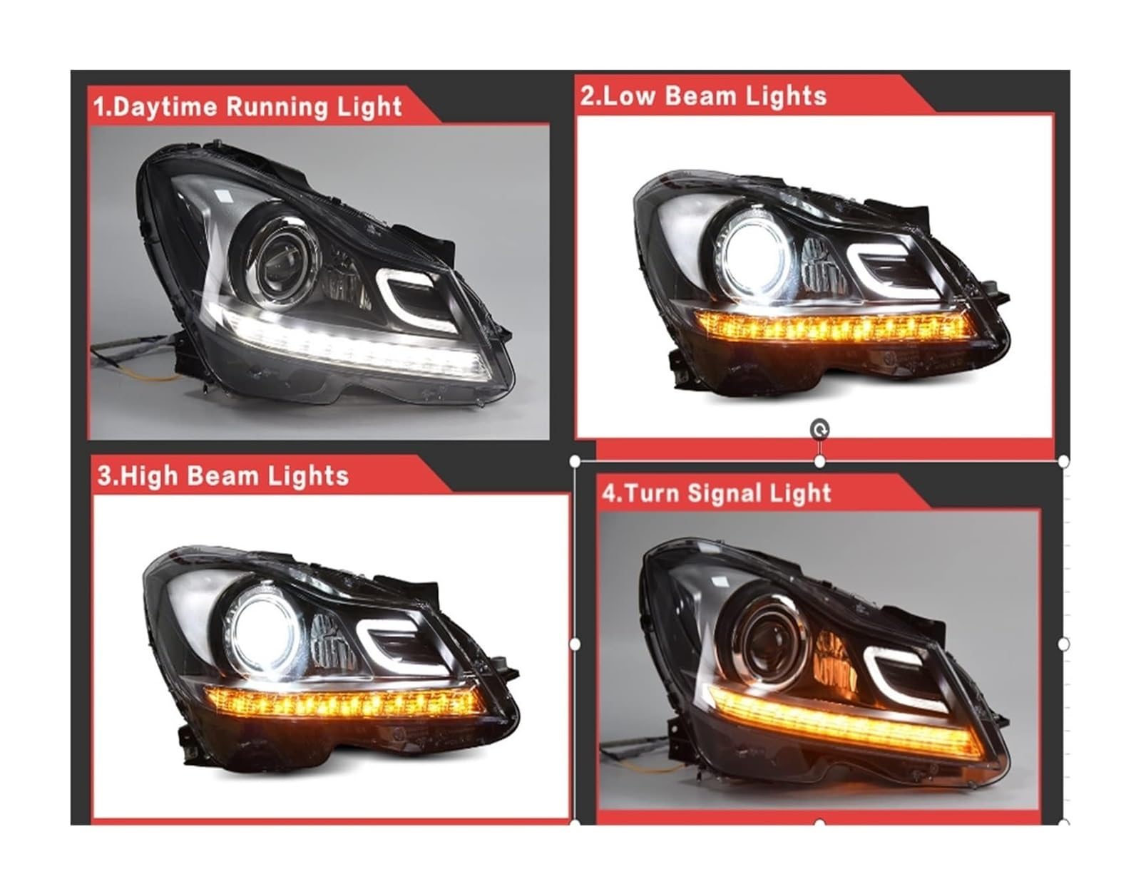 Ciloc Para Benz W204 C200 C260 2011-2013 Luces Coche Faros DRL Señal Lámpara Cabeza Delantera Bi Xenon Lámparas Delanteras Automotrices Faro Luz Intermitente Retrovisor Lateral