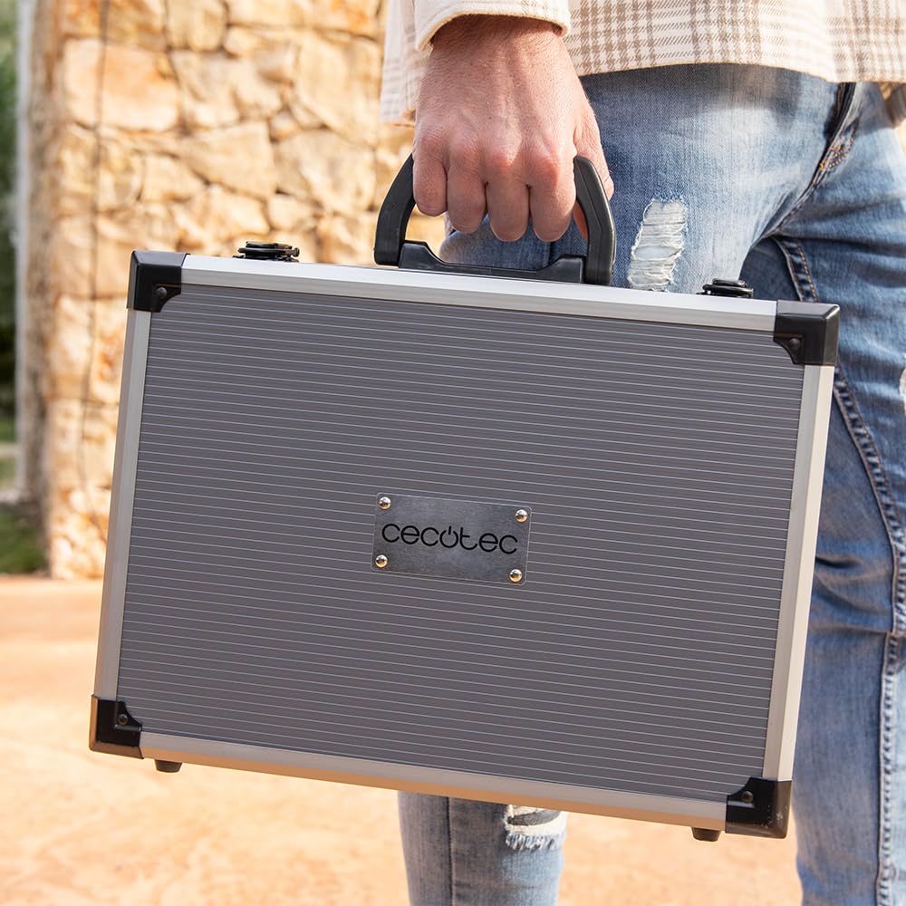 Cecotec Caja Herramientas 380 Piezas ToolBox 8000 Pro. Maletín de Aluminio Premium, Vasos CR-V, Puntas S2 Resistentes, Llaves de Carraca y Llaves Fijas, Ideal Carpintería, Fontanería, Electricidad