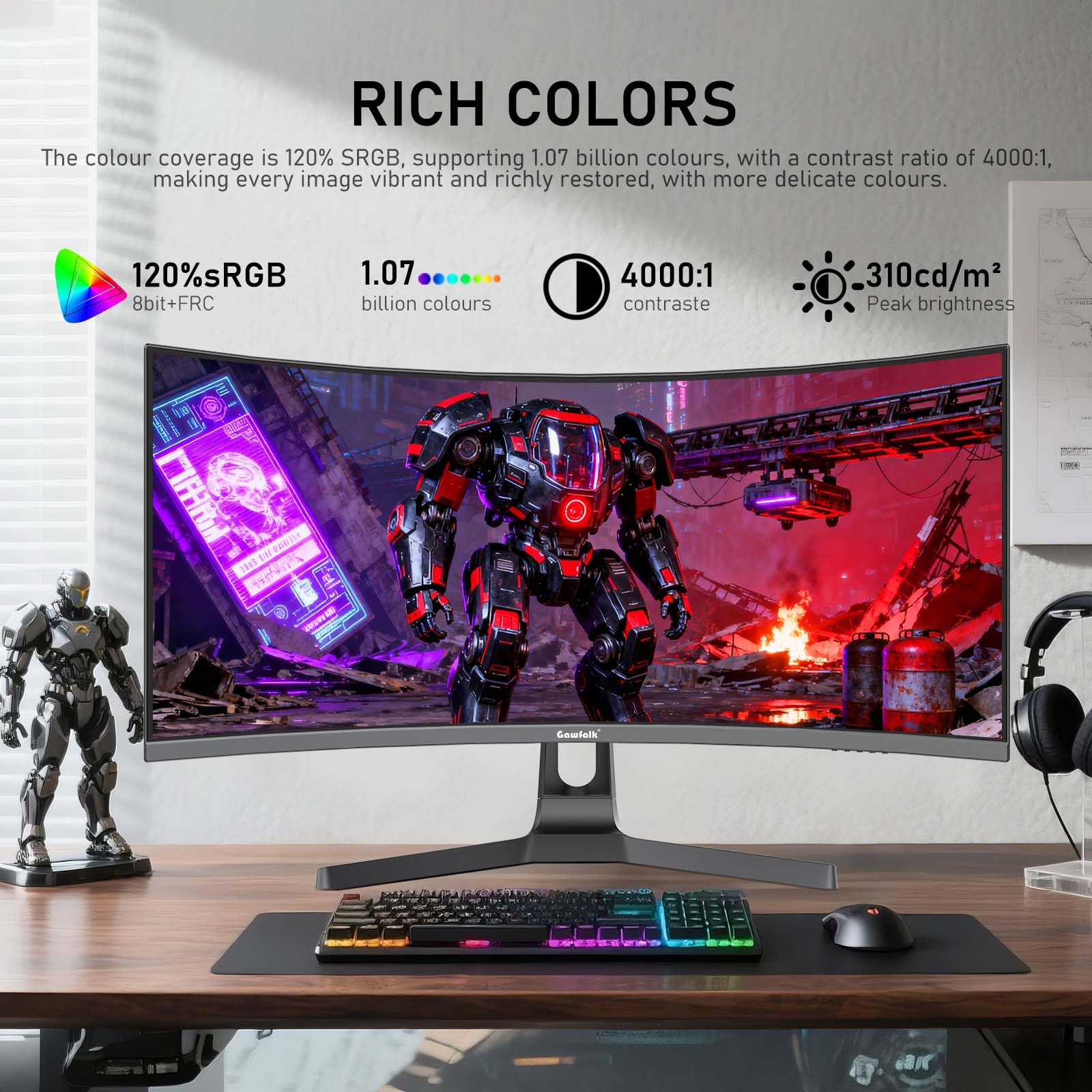 Amazon.co.jp: Gawfolk 34インチウルトラワイドカーブ180Hzゲーミング