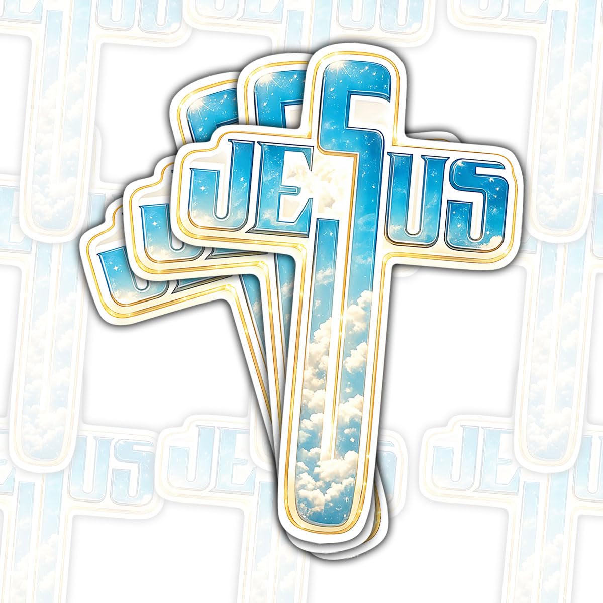 3 calcomanías de cruz de Jesús con diseño de cielo celestial para la adoración diaria