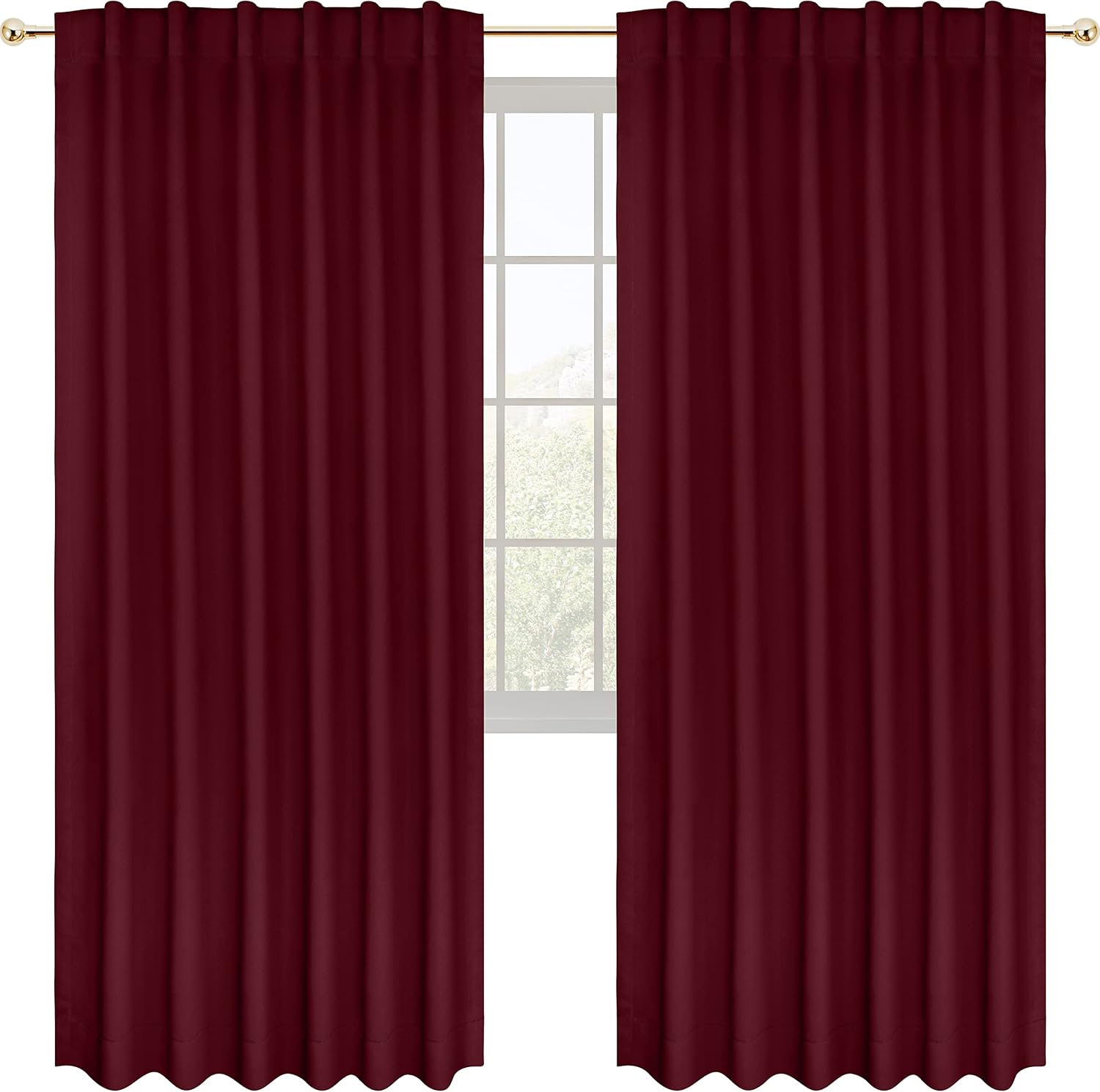 Utopia Bedding Blackout Curtains for Bedroom - Rod Pocket Blackout Curtains 84 Inch Length 2 Panels Set - Thermal Curtains & Drapes for Living Room (Burgundy - W52 x L84 Inch)