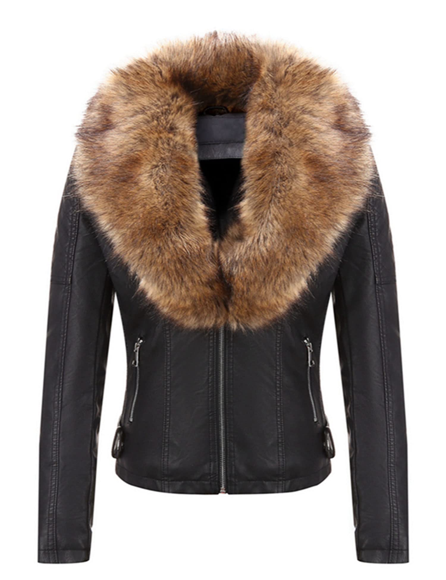 Geschallino Cappotto da Donna in Finta Pelle Scamosciata Giacca con Cappuccio Inverno Caldo Cappotto Foderato in Pile Cappotto