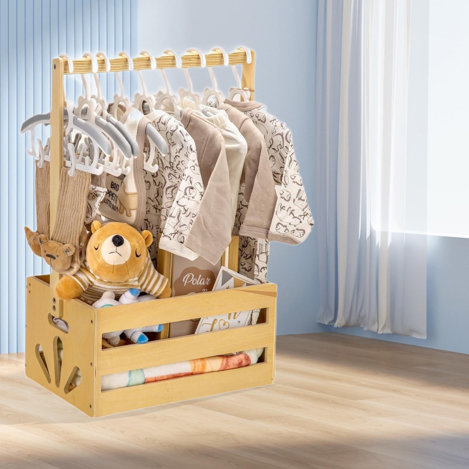 Kokiya Baby Shower Crate Closet,Baby Shower Gifts Basket Baby Basket with Handle for Newborn Boys Girls