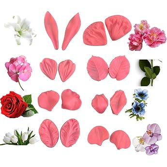 16 Pcs Petal Silicone Mold Fondant Flower Rose Lily Gum Paste Cake Sugar Paste Marzipan Modelling Clay DIY Craft