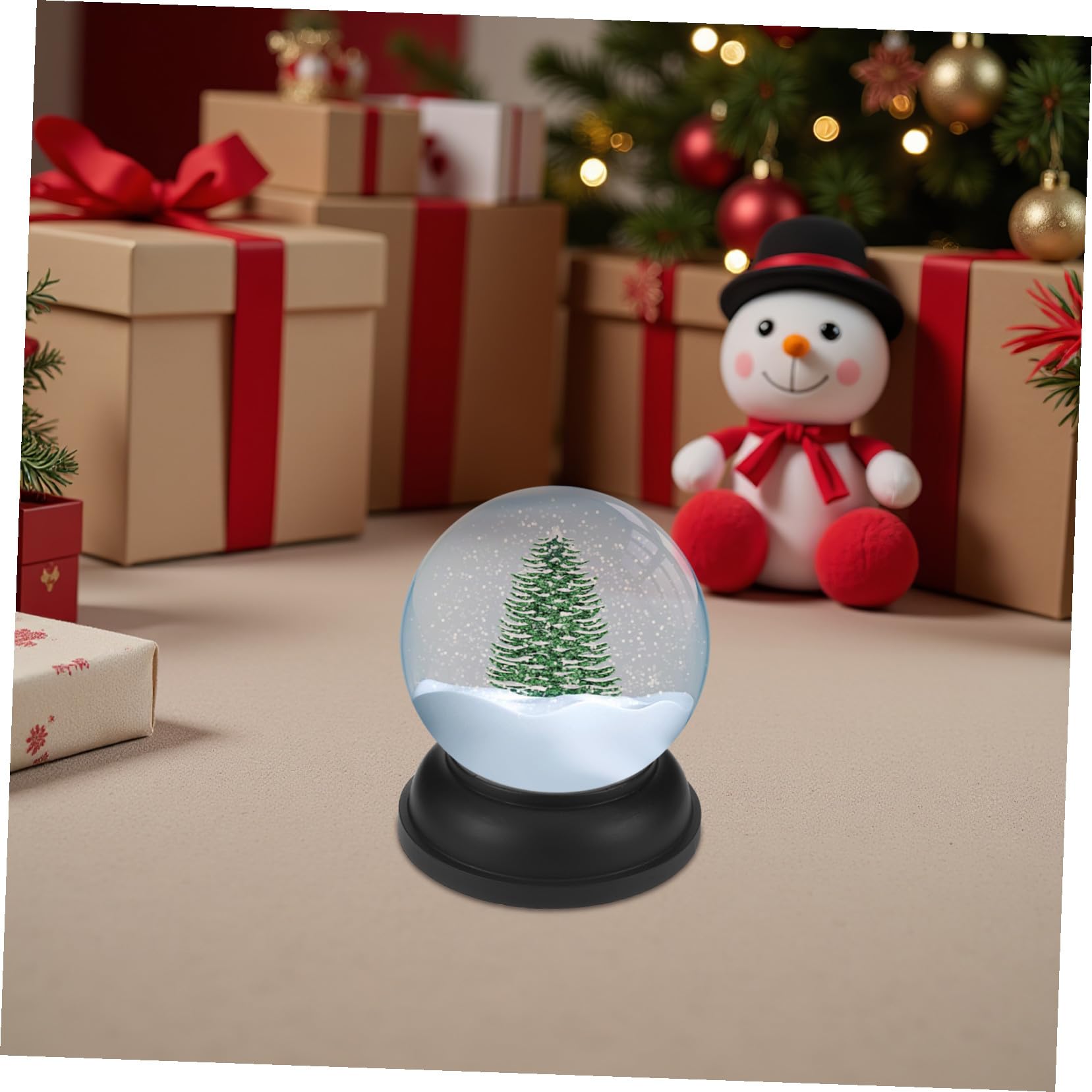Cabilock Bola de Nieve Navideña Transparente de Kit de Manualidades DIY Cúpula de Vidrio y Base de Resina Negra Suitable para Decoración de Invierno y Regalos de Boda