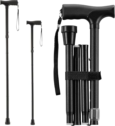 Mars Wellness Bastón plegable Bastón ajustable para mujeres y hombres Bastón plegable para personas mayores, viajes y estabilidad Ayuda de