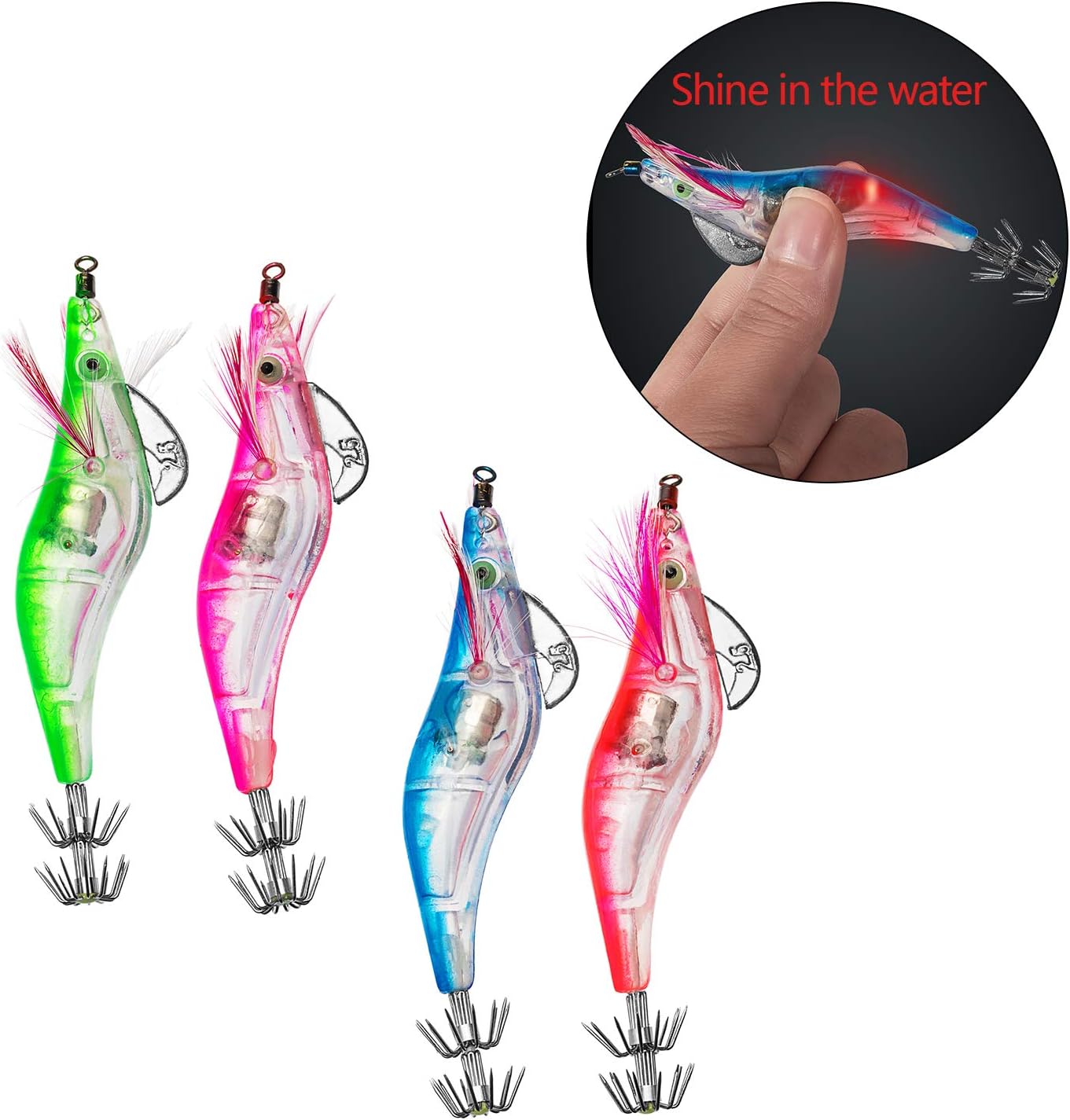 Fiscan Fishing Lures,Jigs Fishing Lures LED Slowing Sinking Baits with Mustad Hooks Freshwater and Saltwater,Minnow Jerkbait Crankbait