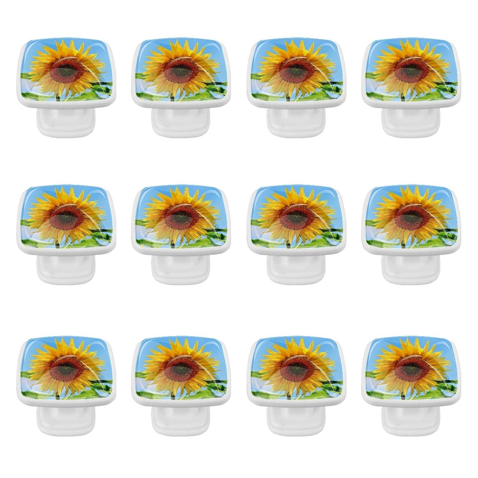 Boutons d'armoire tournesol haut de gamme en lot de 12 pour finitions élégantes