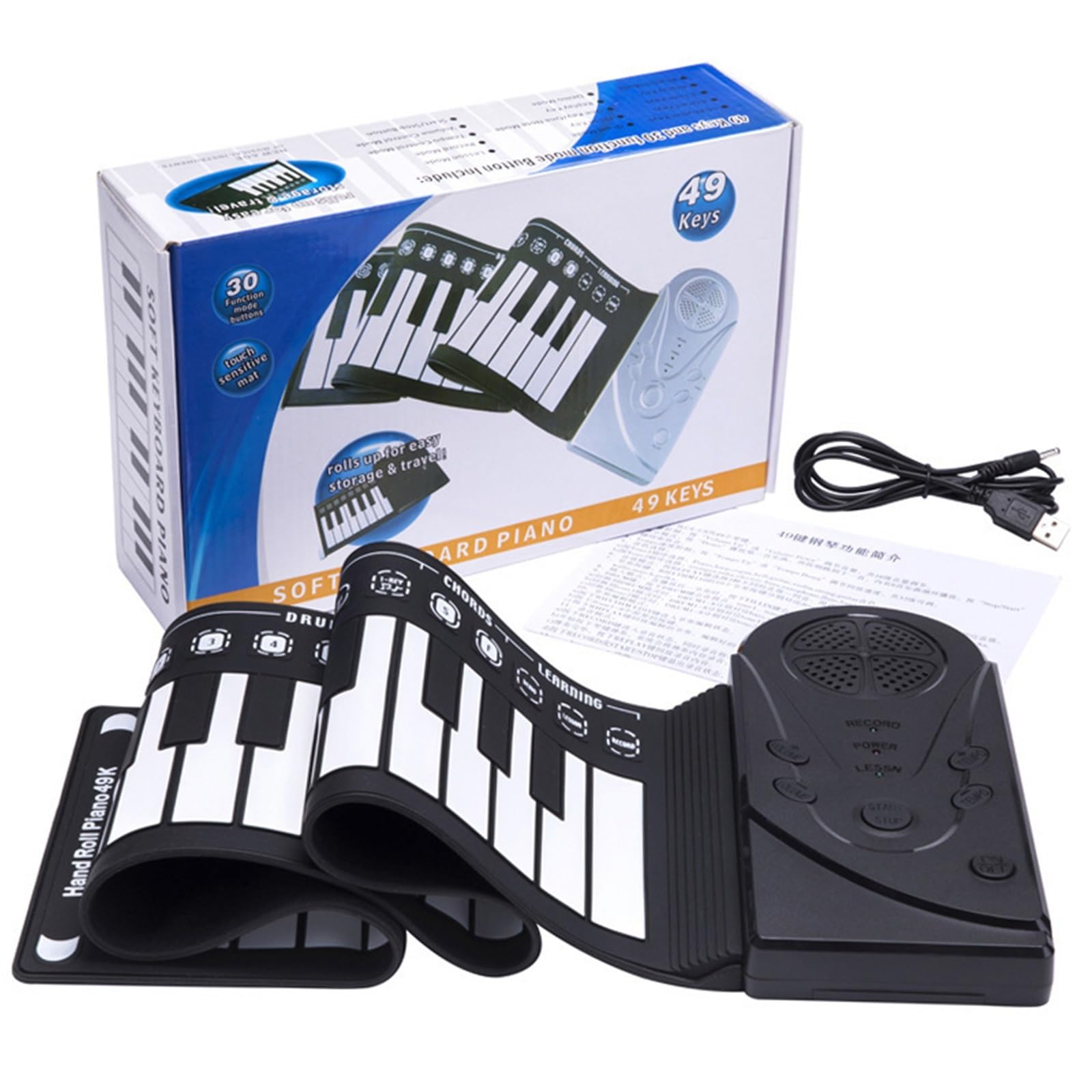 Tastiera Digitale Per Principianti Pianoforte A Mano Con 49 Tasti E Altoparlante Pianoforte Elettronico Portatile Pieghevole Per Principianti Per Esercitarsi(Black)