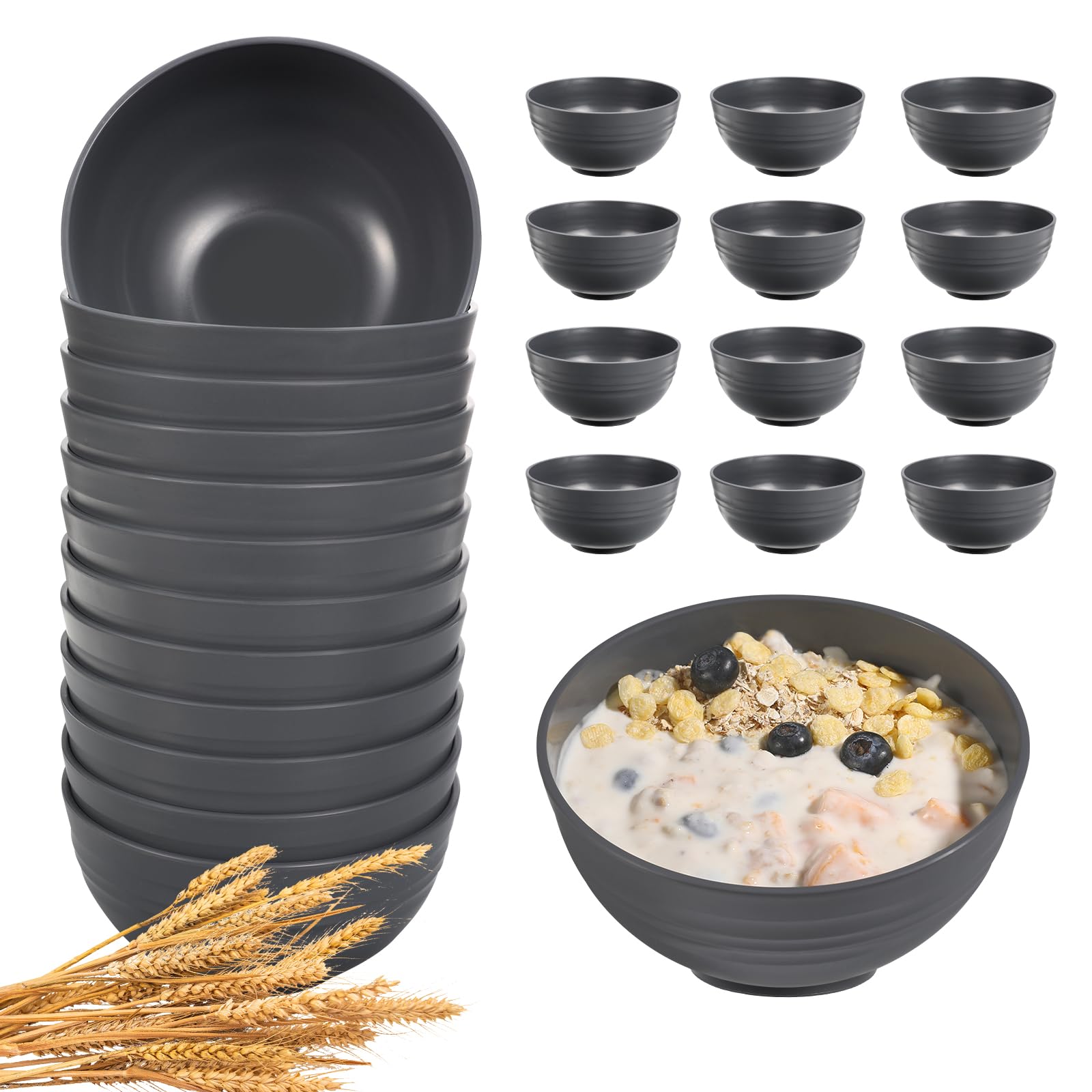 HEYCOME Wheat Straw Bowls - 12 Pcs Unbreakable -14 HEYCOME Wheat Straw Bowls - 12 Pcs Unbreakable -14