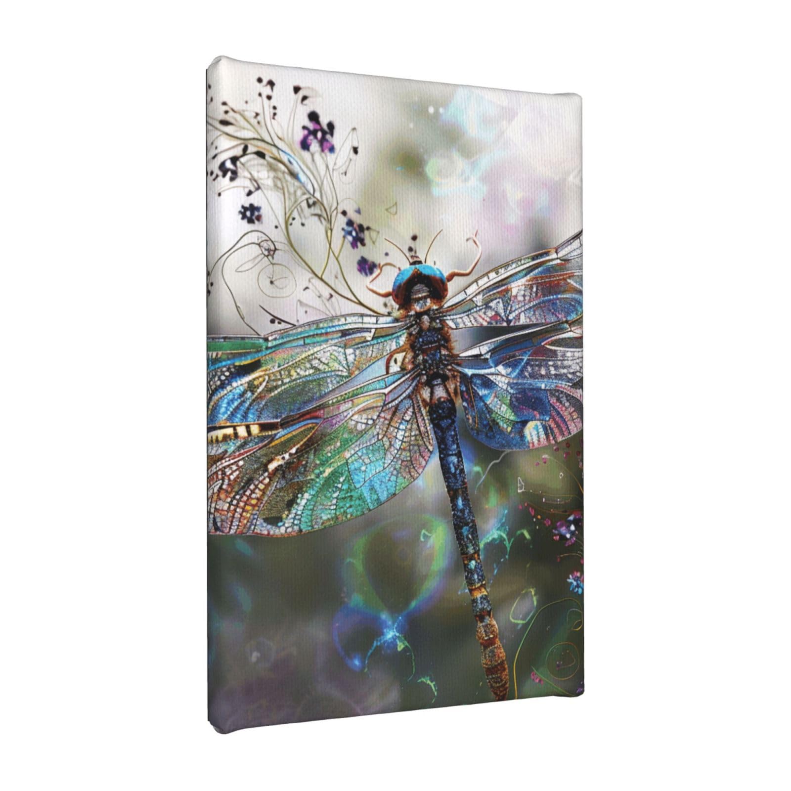 YKLJG modern dragonfly Printed Wall Art Canvas Painting 20x30 CM Wooden Framed Picture Painting Artwork Prints for Bedroom Kitchen Home Office Decor