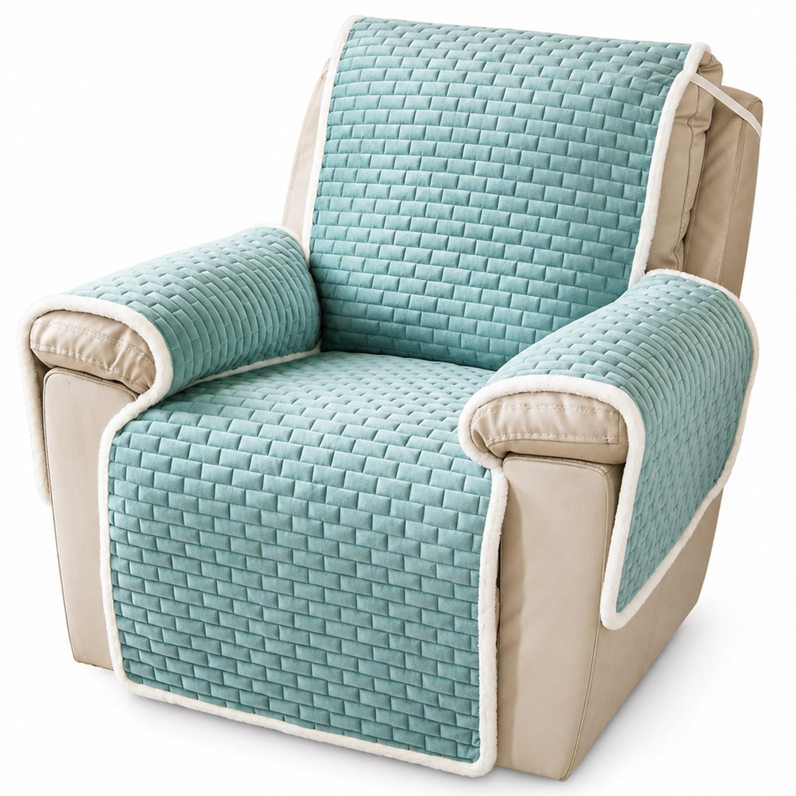 GZGLZDQ Recliner Chair Cover Non-slip, Armchair Cover Pet-safe Washable, Recliner Sofa Covers in Short Plush, Breathable Armchair Cover for Single Chairs Recliners Armchairs(G-green)