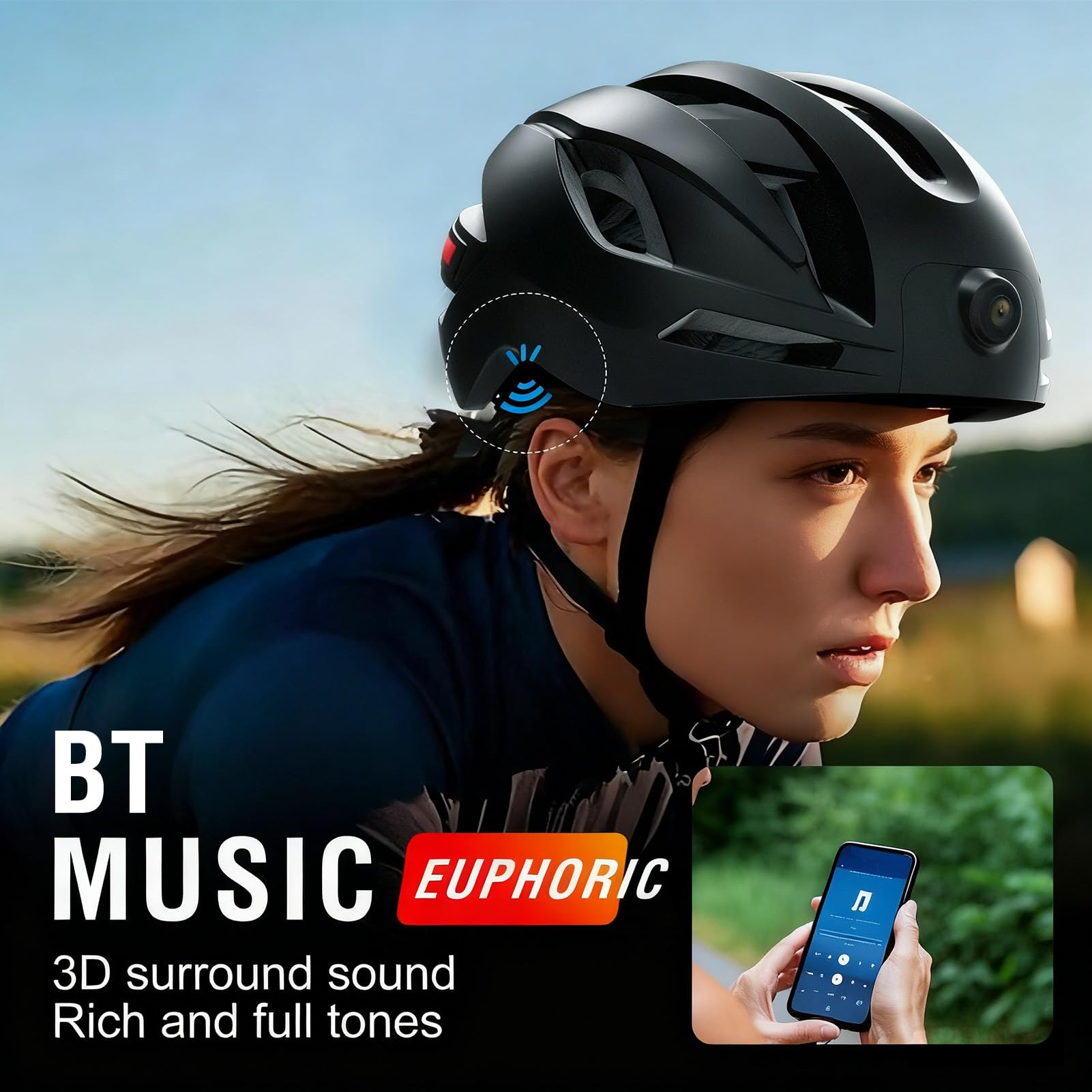 Luocute Casque de Vélo Intelligent avec Caméra 1080P et Clignotants