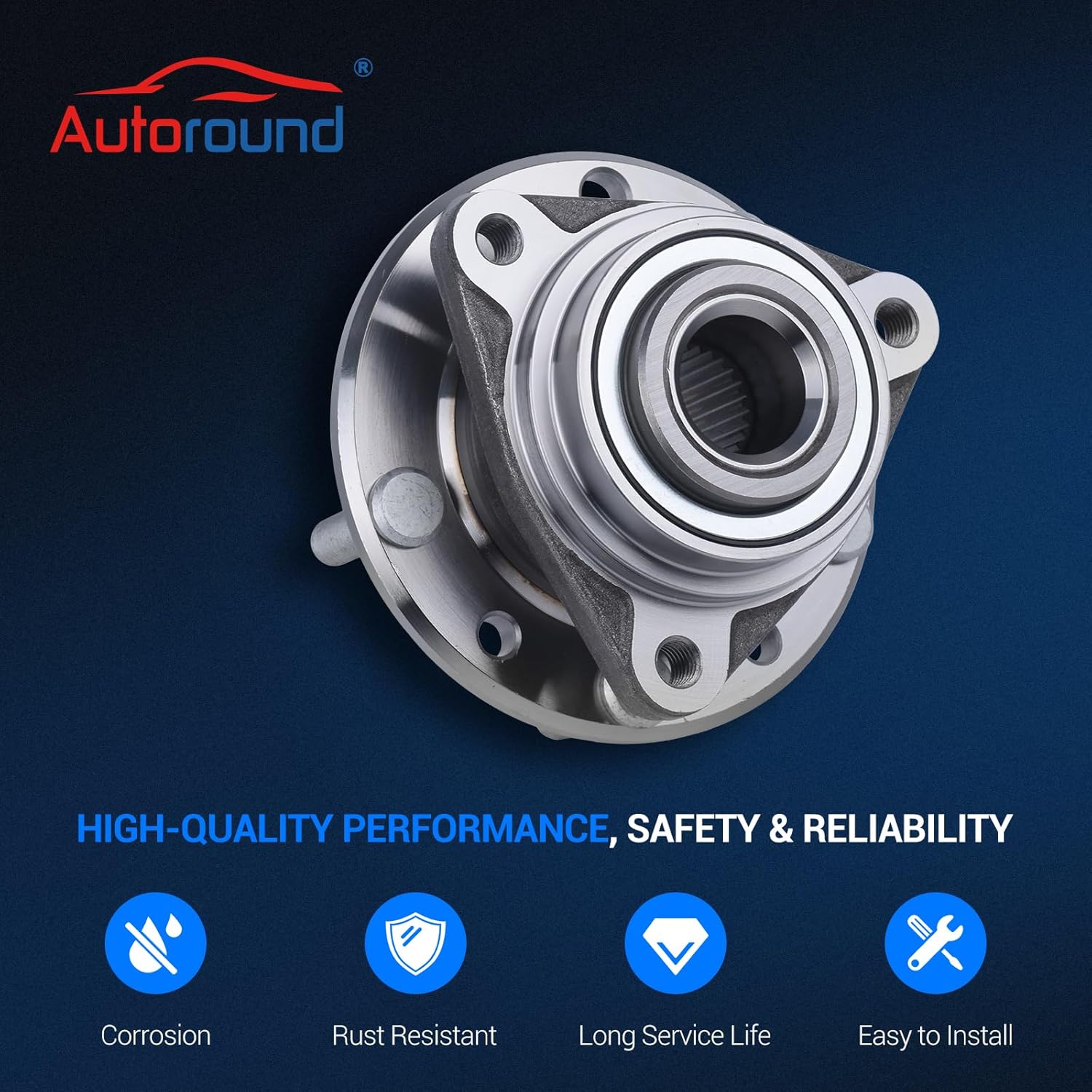 Autoround 513013 Front/Rear Wheel Hub and Bearing Assembly Fit for Chevy S10/GMC S15 1983-90 (4WD), Corvette 84-96, Cadillac Eldorado (Rear)/Seville 80-85, Buick Riviera/Oldsmobile Toronado 1979-85