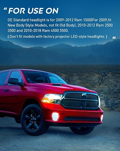 Miniatura 8 de Nilight - Montaje de faros delanteros para Ram 1500 2500 3500 modelo 2009 - 2018 con carcasa negra y lente esquinero transparente (solo para modelos