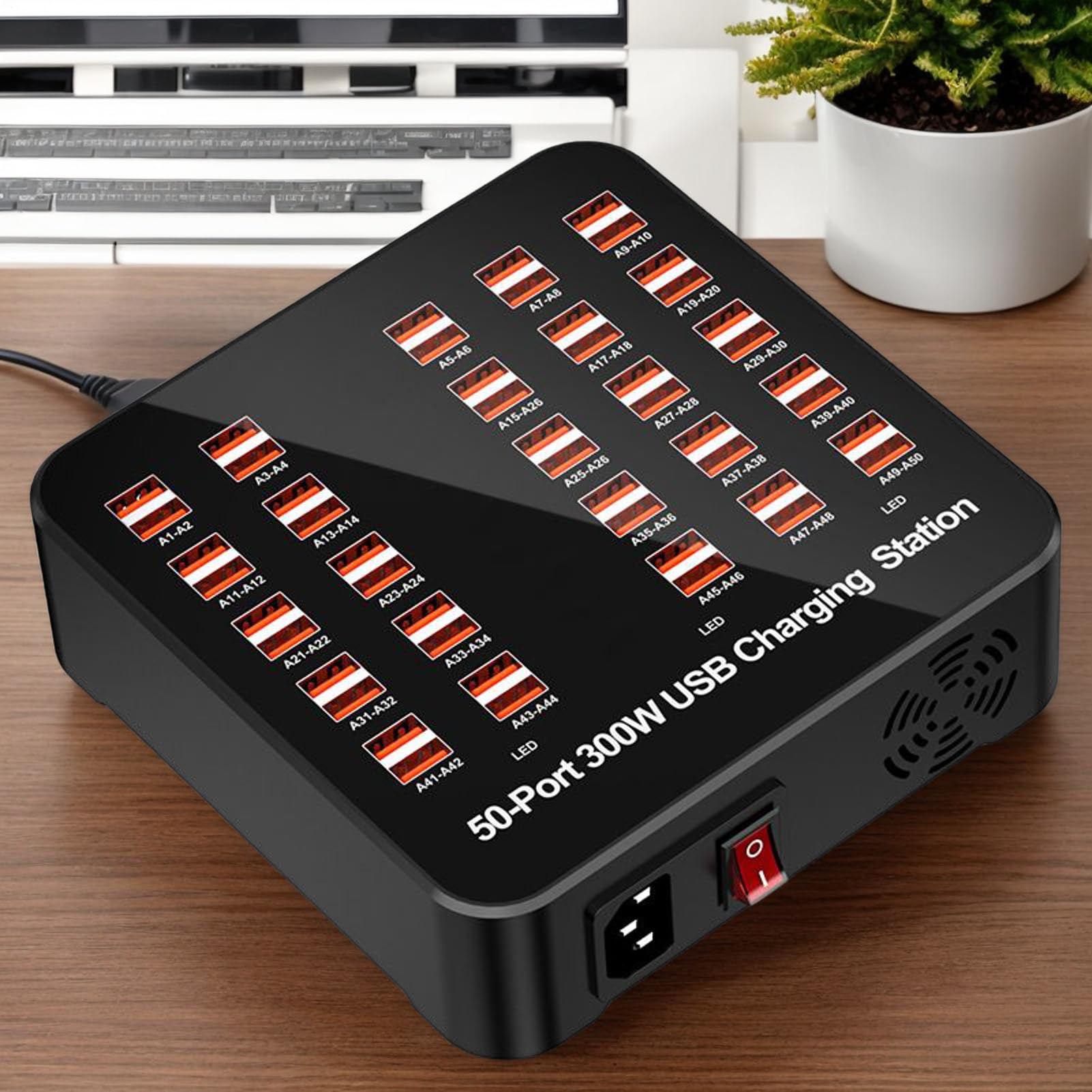 Stazione di Ricarica USB Hub di Ricarica Multipla | Presa Intelligente Portatile Per Smartphone Tablet Desktop Auto Camper Scuola