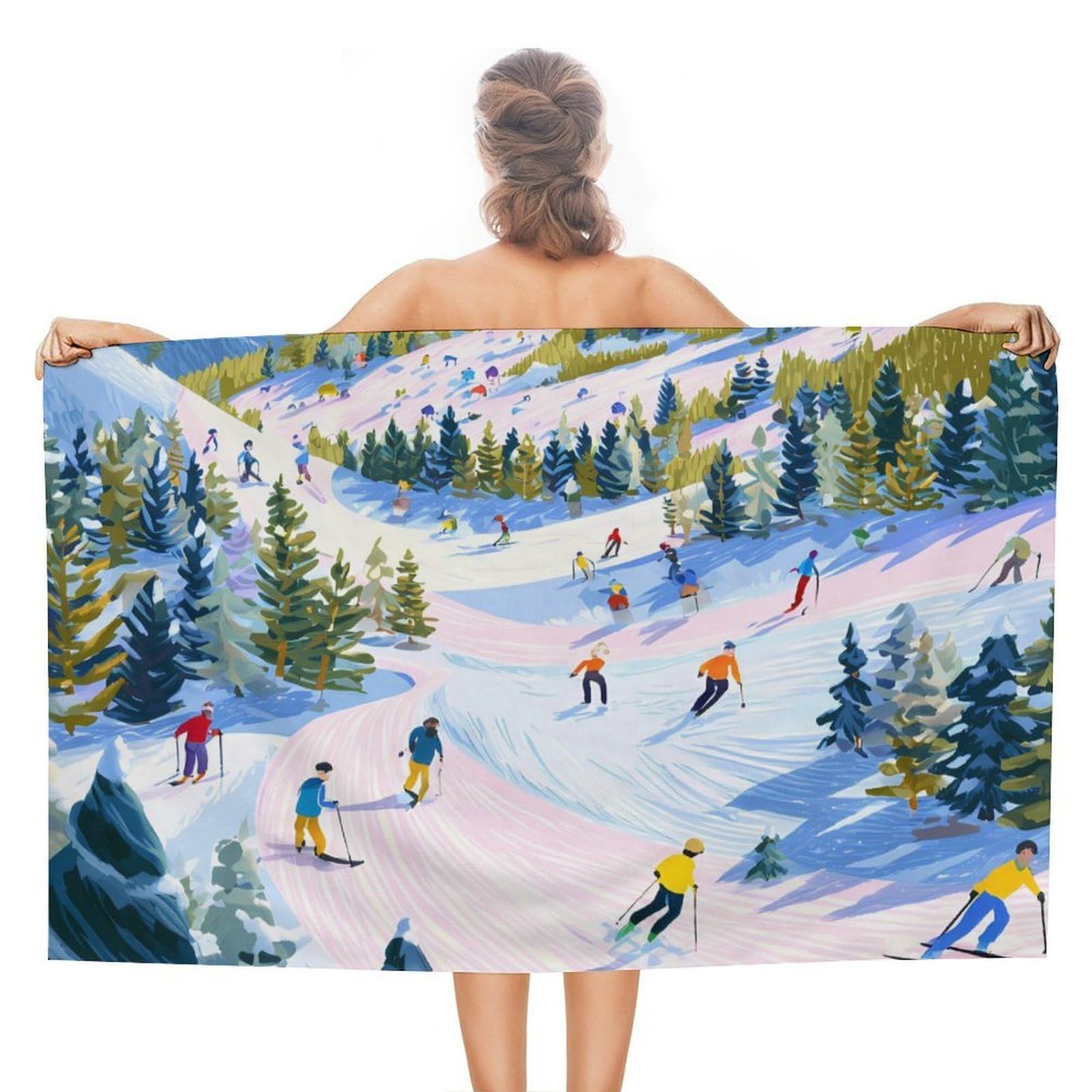 CGSBNGHA Ski Slope Beach Towels Soft Bathroom Bath Pool Swim Towels for Women Men