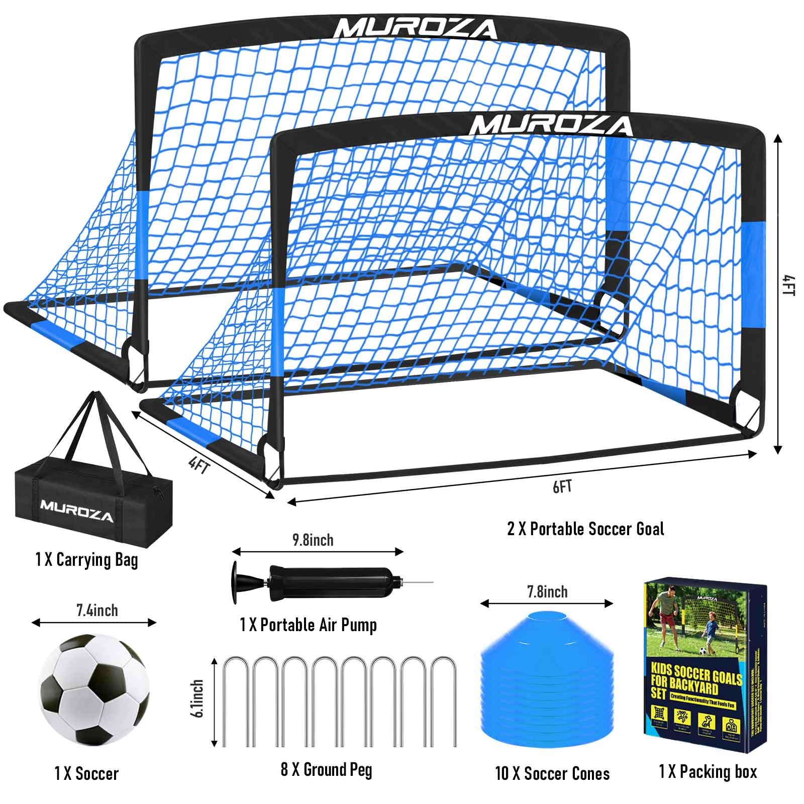 Soccer Goal, Kids Soccer Goals for Backyard Set, Pop Up Soccer Net view 2
