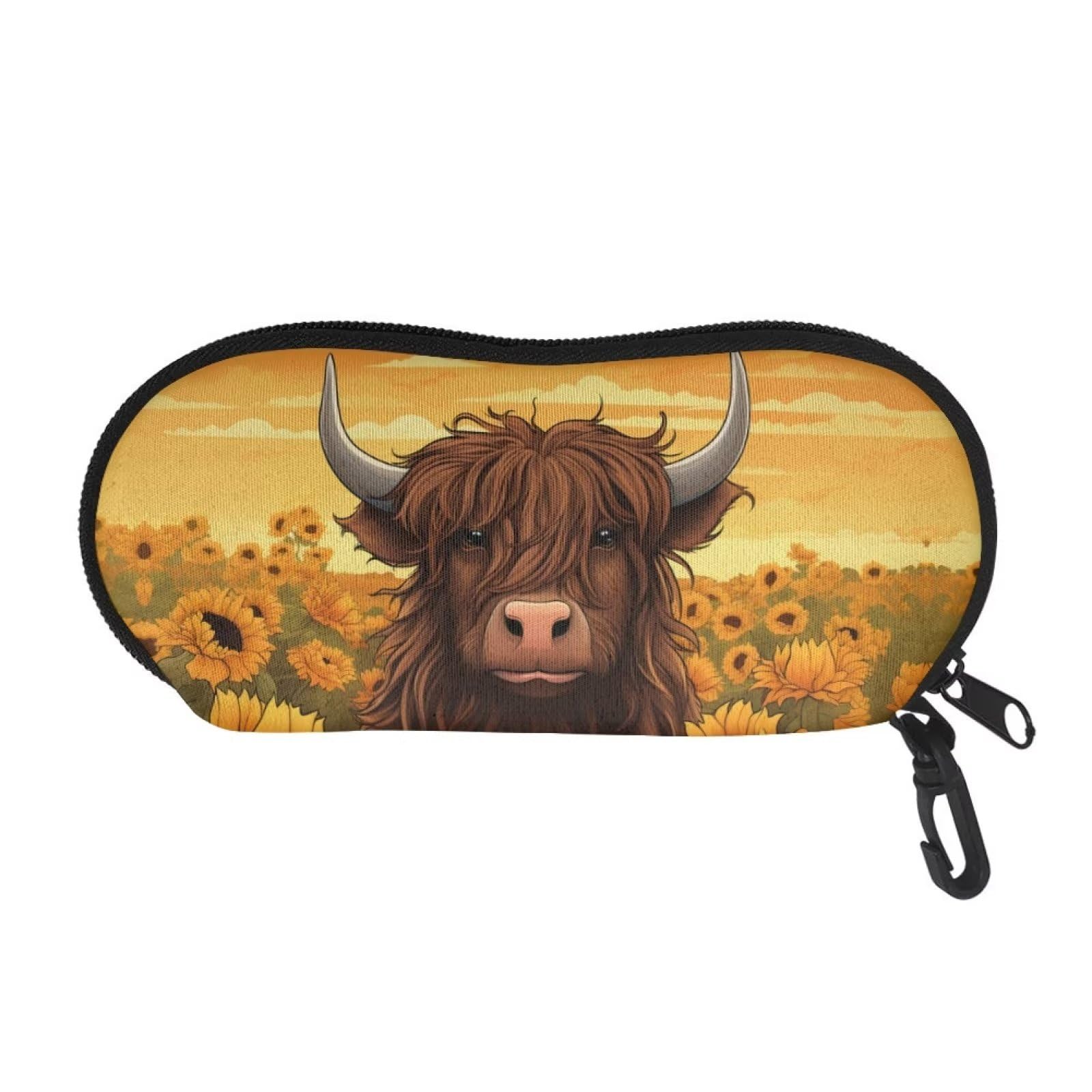 Wpamlrta Unisex Highland Cow 3 Glasses Cases For Eyeglasses Soft Women Kids Youth